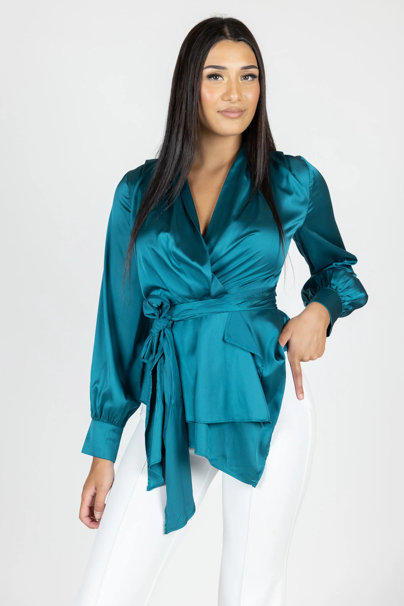2 Tie Satin Frill Top - Image 16