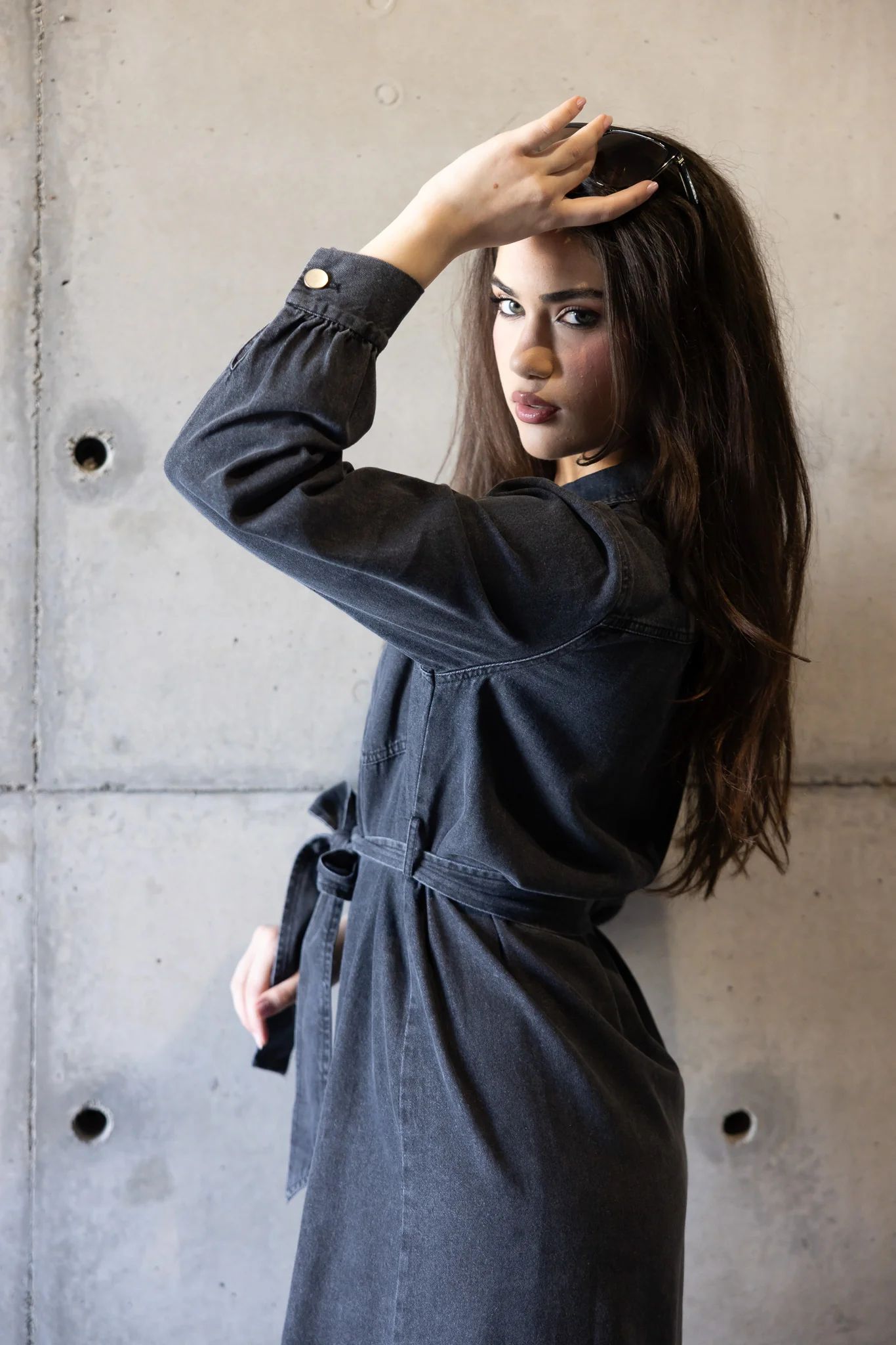 Abra Snap Button Denim Dress - Image 7