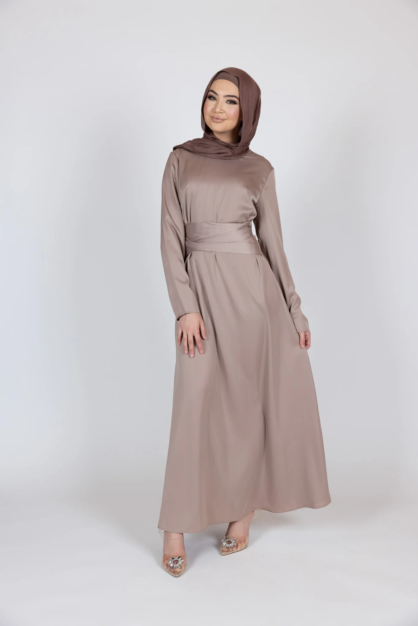 Abril Satin Tie Abaya - Image 11