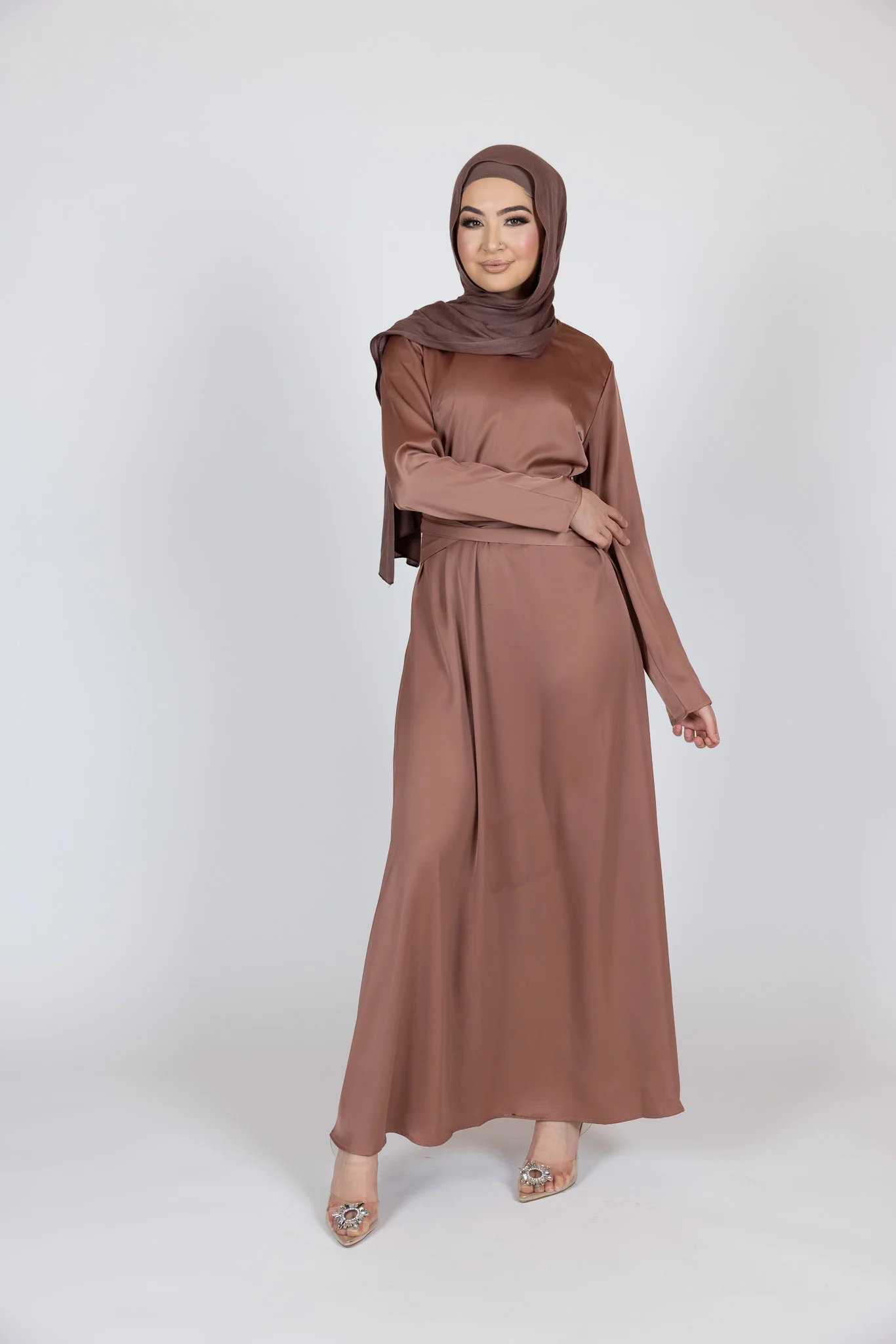Abril Satin Tie Abaya - Image 12