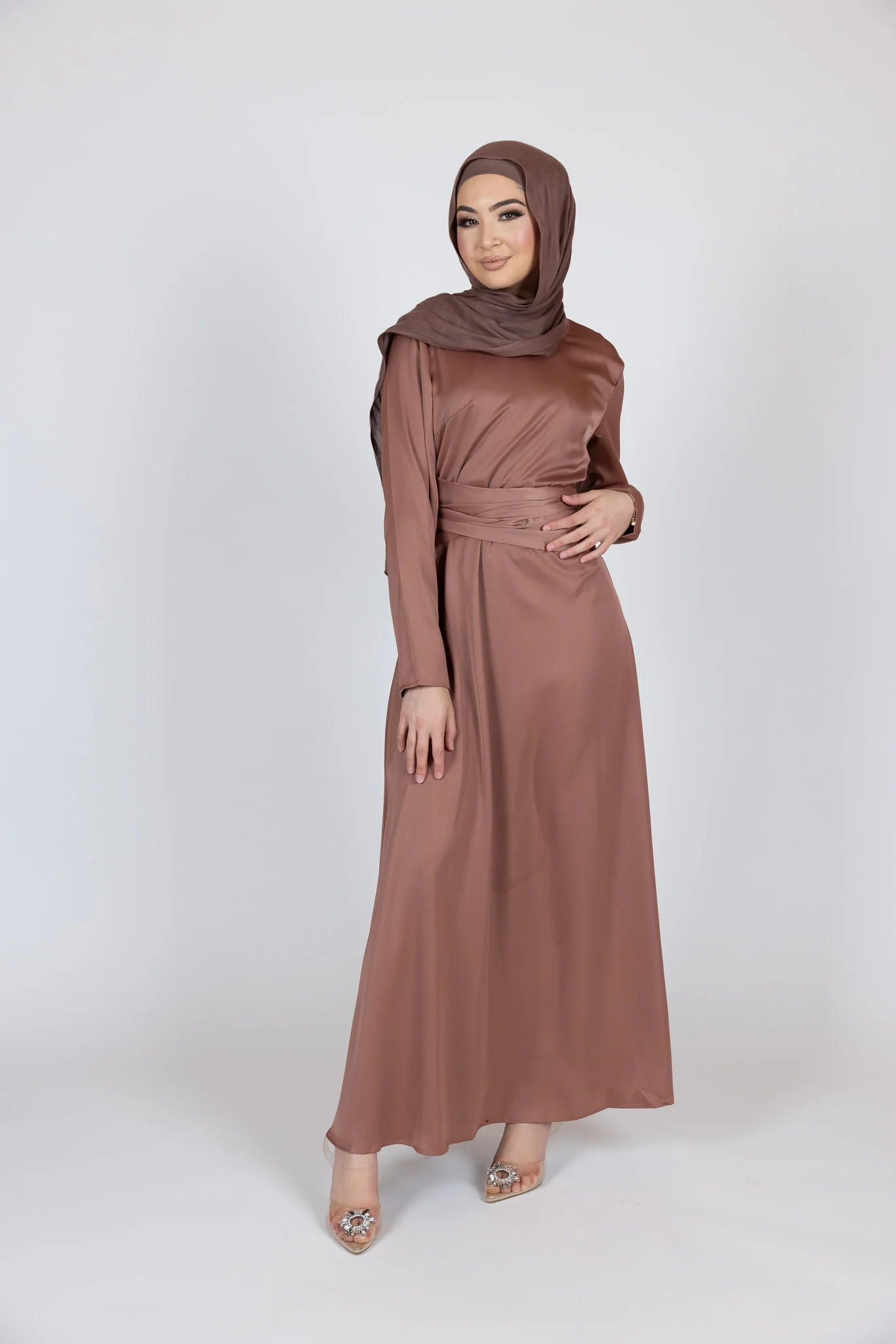 Abril Satin Tie Abaya - Image 13