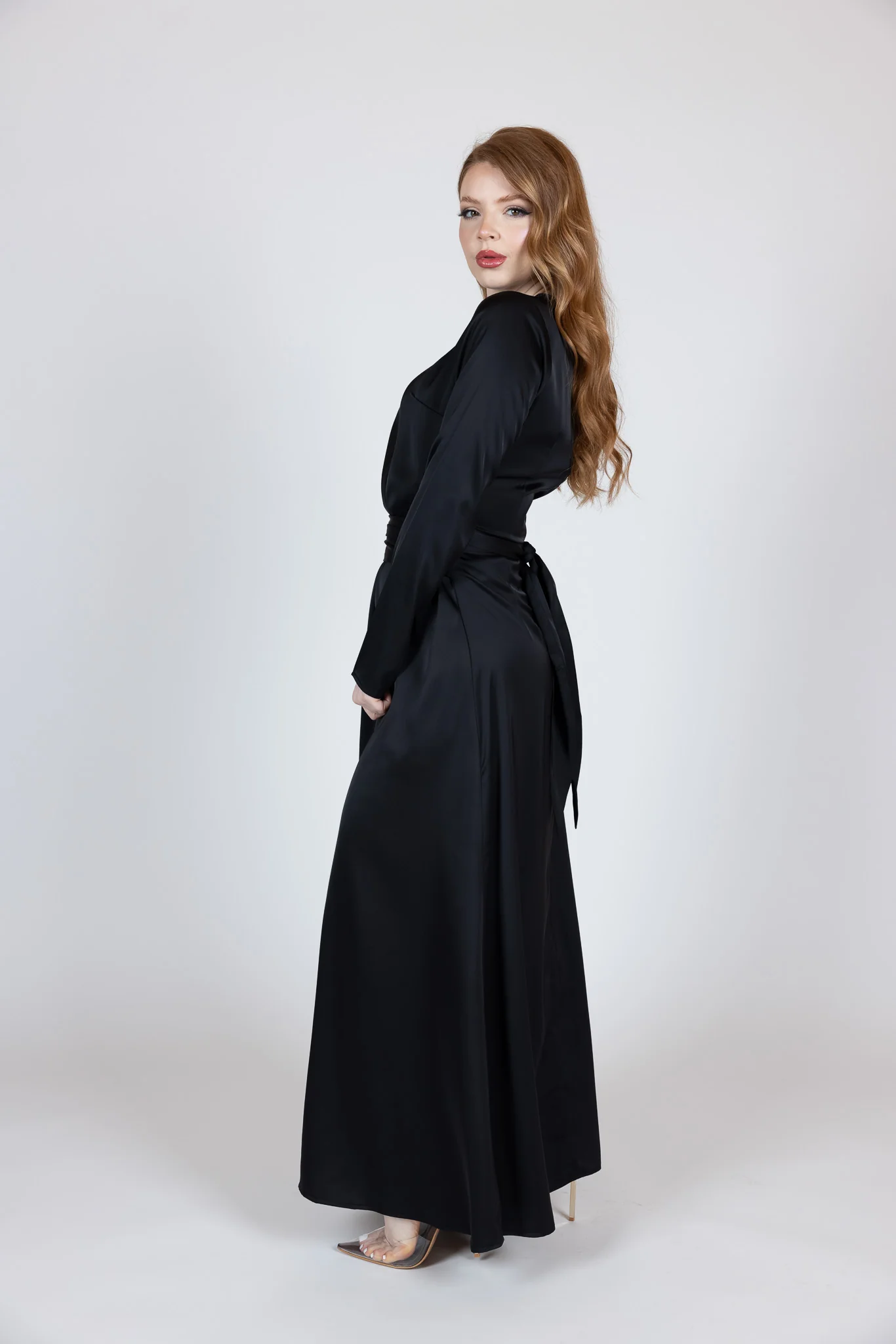 Abril Satin Tie Abaya - Image 16