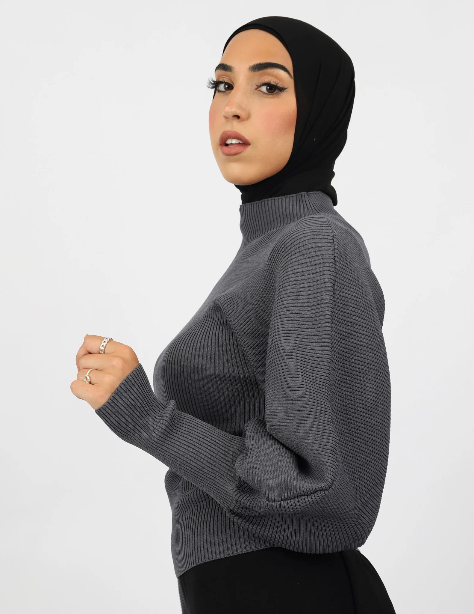 Alana Puff Sleeve Knit Top - Dark Shades - Image 13