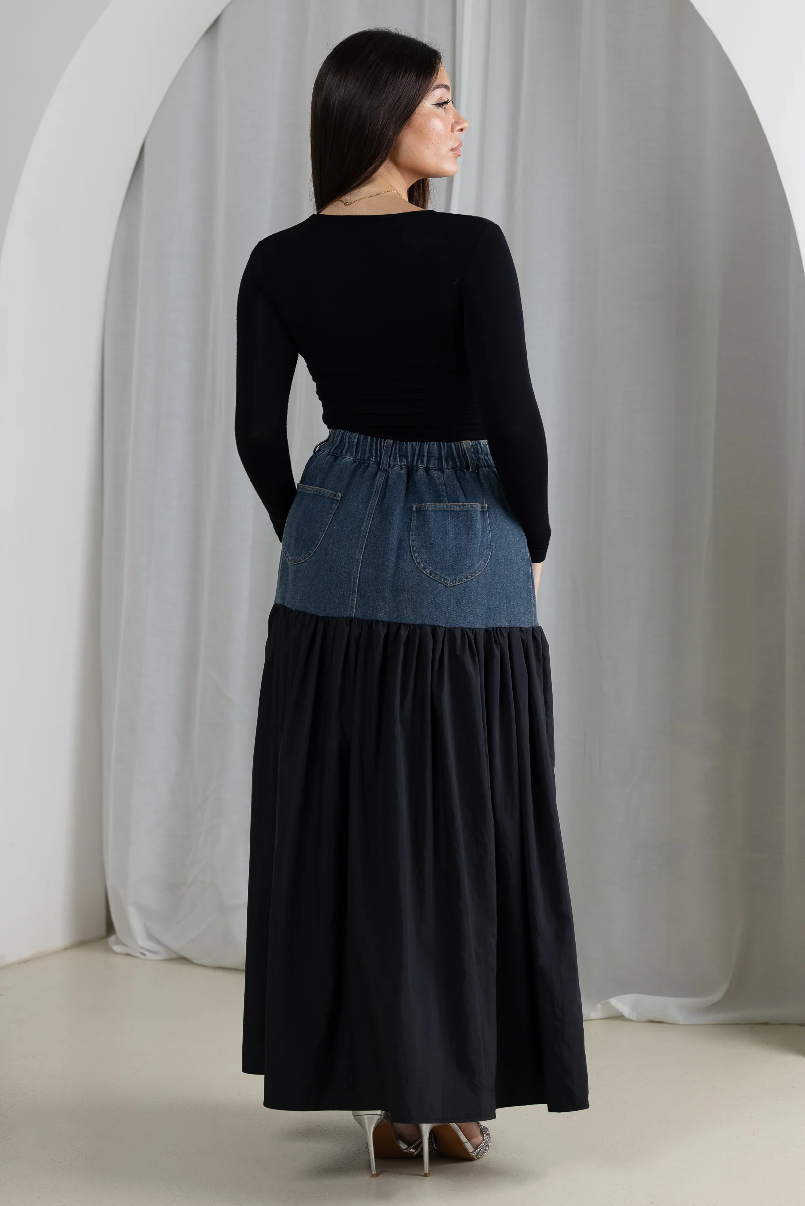 Areem Parachute Denim Skirt - Image 4