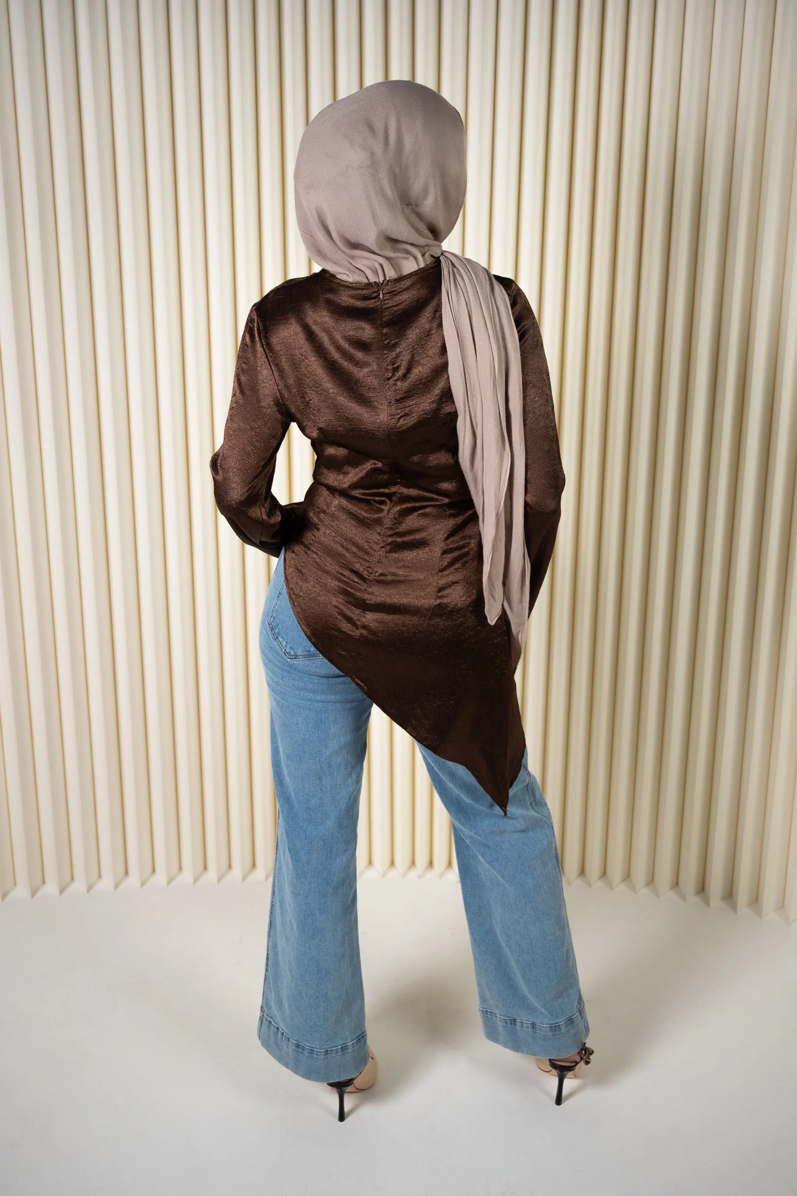 Asymmetric Satin Blouse - Image 4