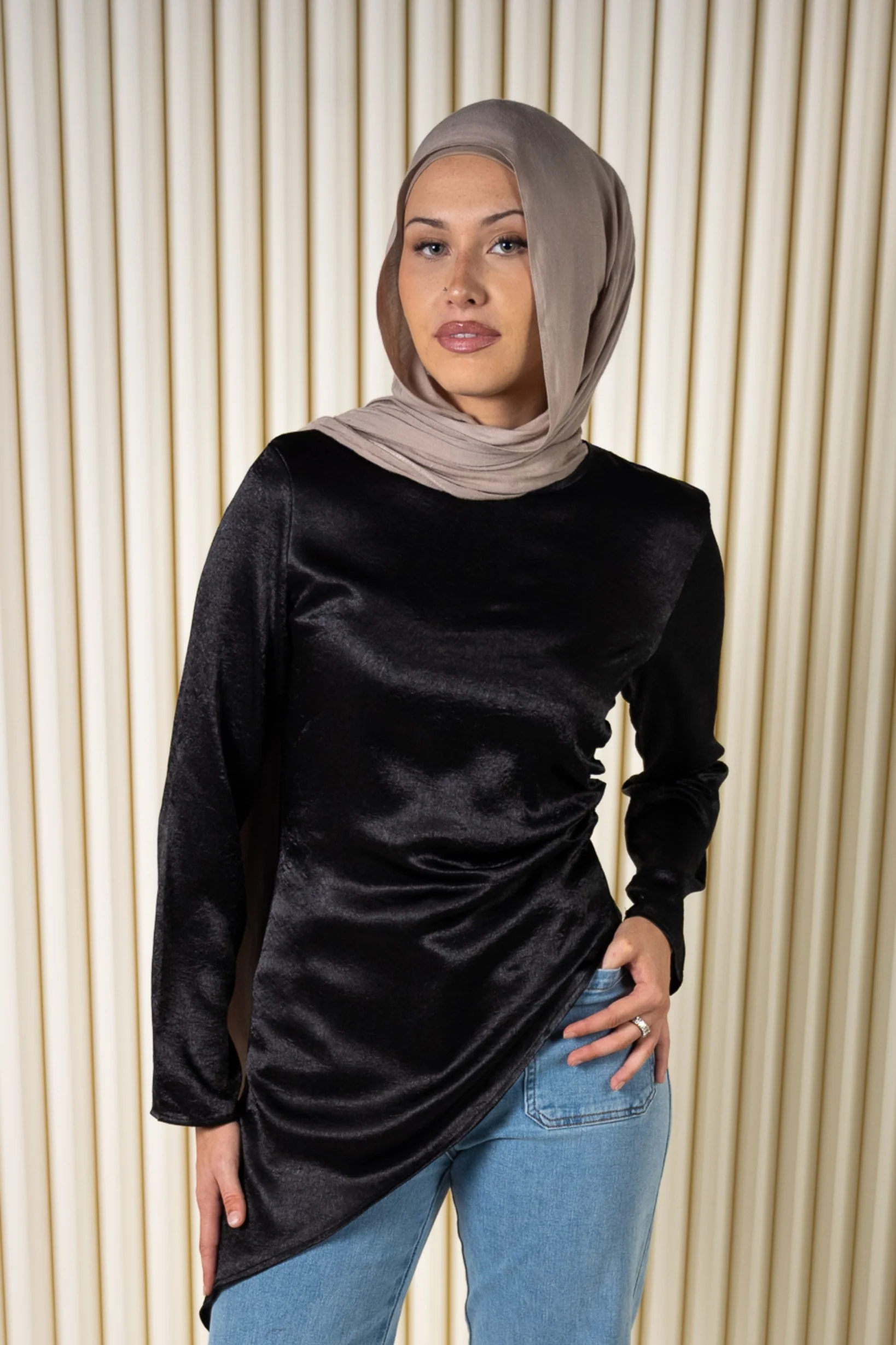 Asymmetric Satin Blouse - Image 5