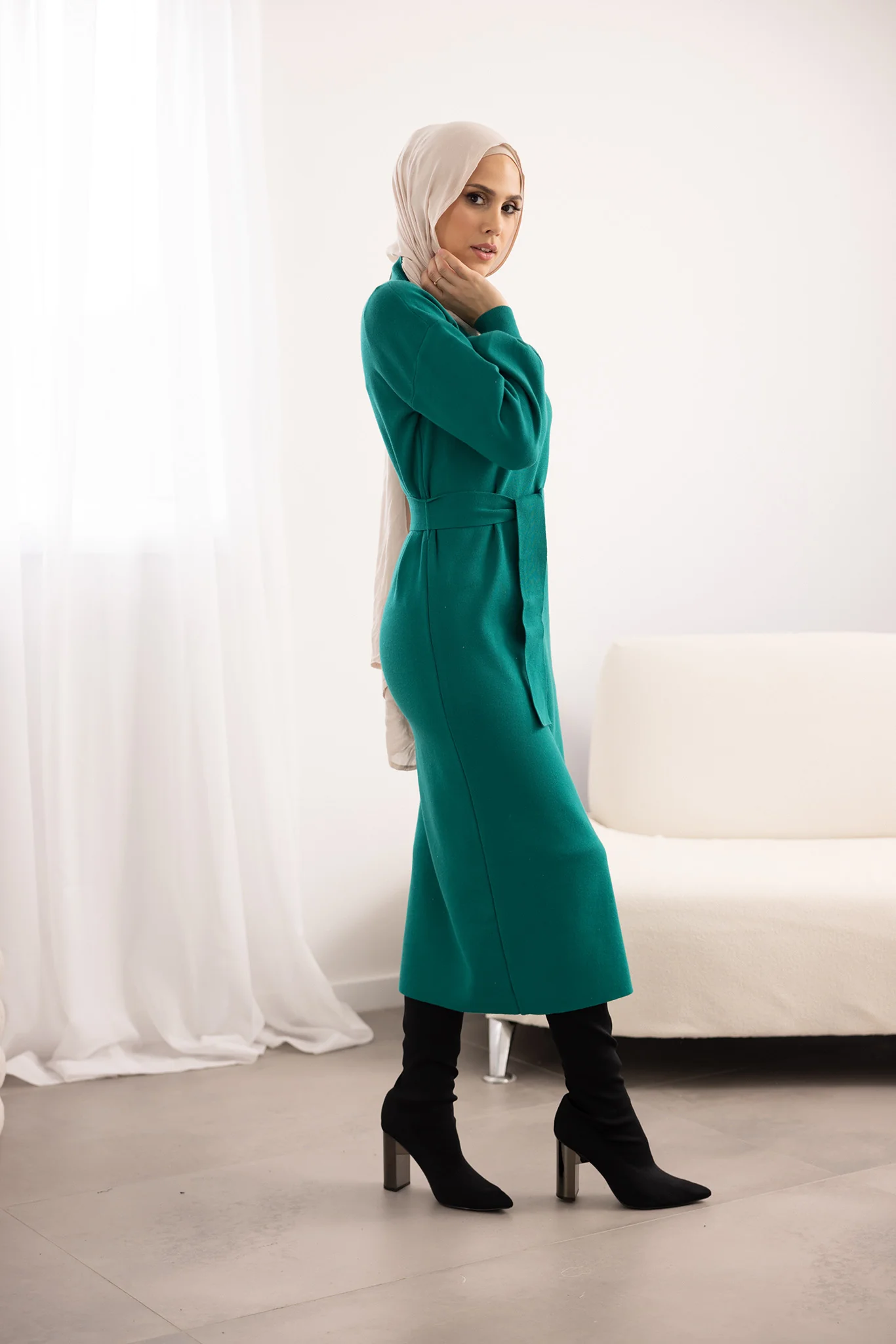 Belted Knit Midi Dress - Image 3