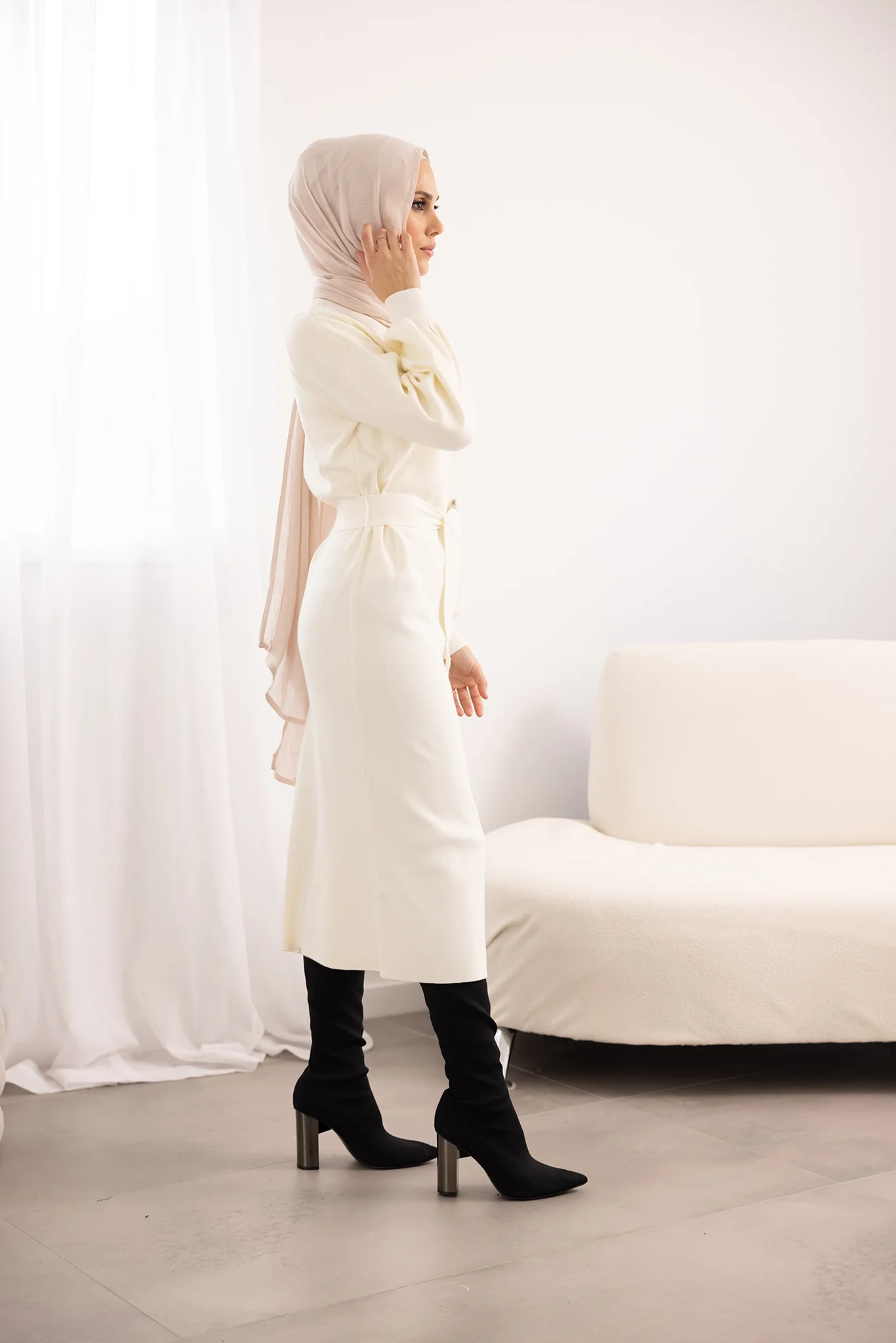 Belted Knit Midi Dress - Image 7