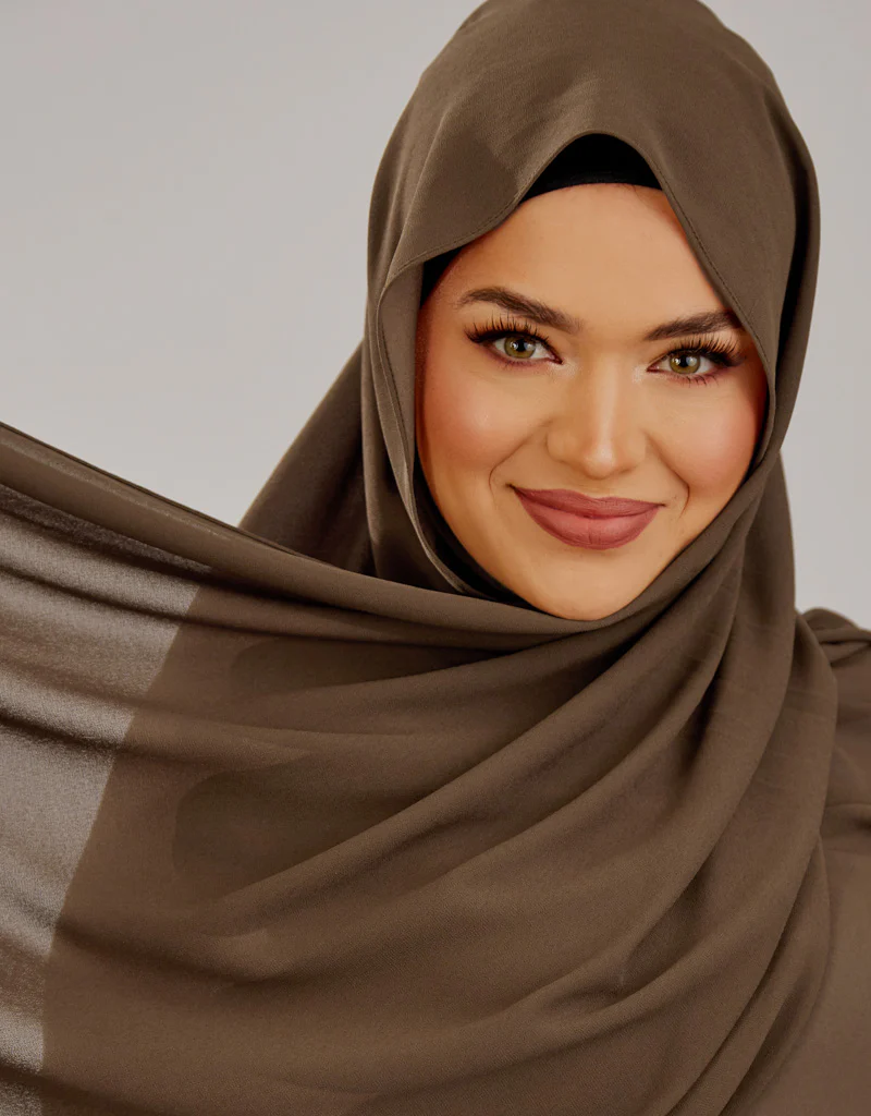Chiffon Shawl - Shades of Dark Brown - Image 3