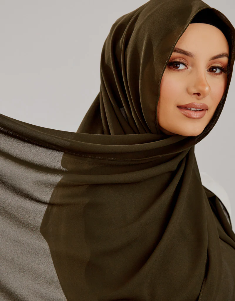 Chiffon Shawl - Shades of Dark Green - Image 5