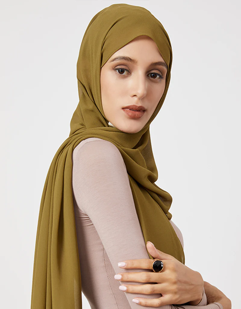 Chiffon Shawl - Shades of Dark Green - Image 8