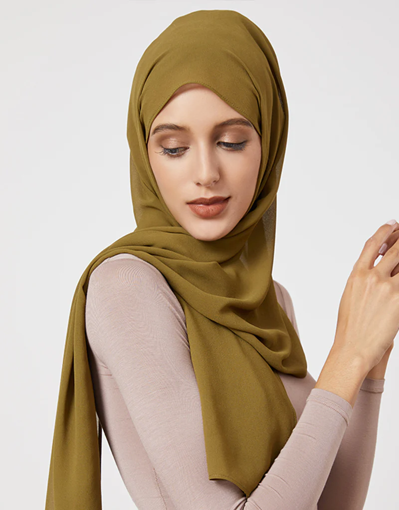 Chiffon Shawl - Shades of Dark Green - Image 9