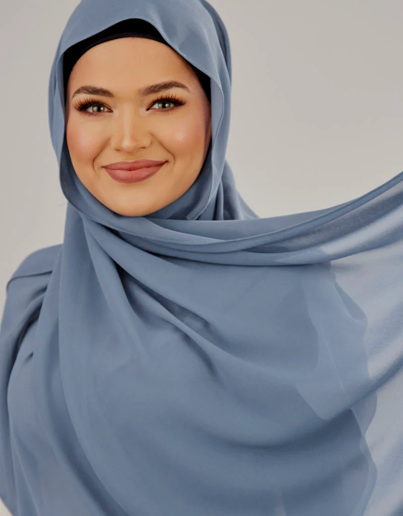 Chiffon Shawl - Shades of Light Blue - Image 3