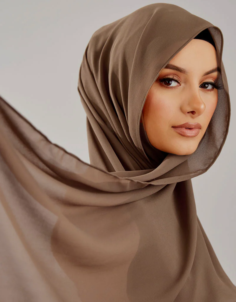 Chiffon Shawl - Shades of Light Brown - Image 3
