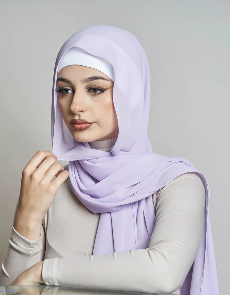 Chiffon Shawl - Shades of Light Purple - Image 6