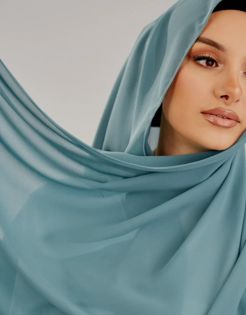 Chiffon Shawl - Shades of Teal - Image 5