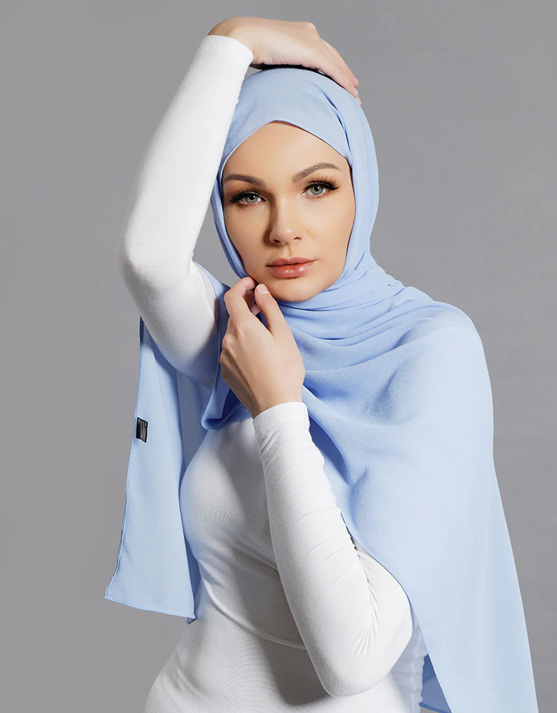 Chiffon Shawl - Baby Blue - Image 4