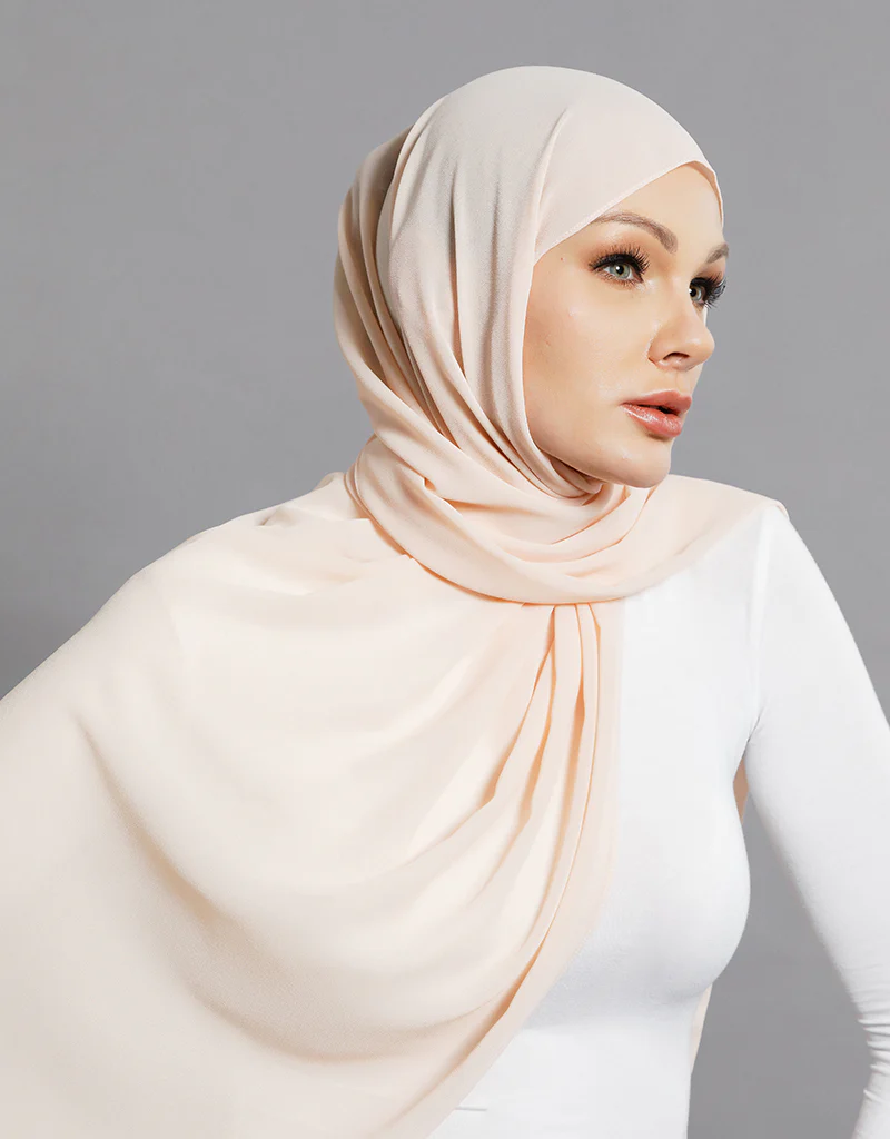 Chiffon Shawl - Light Nude Beige - Image 3