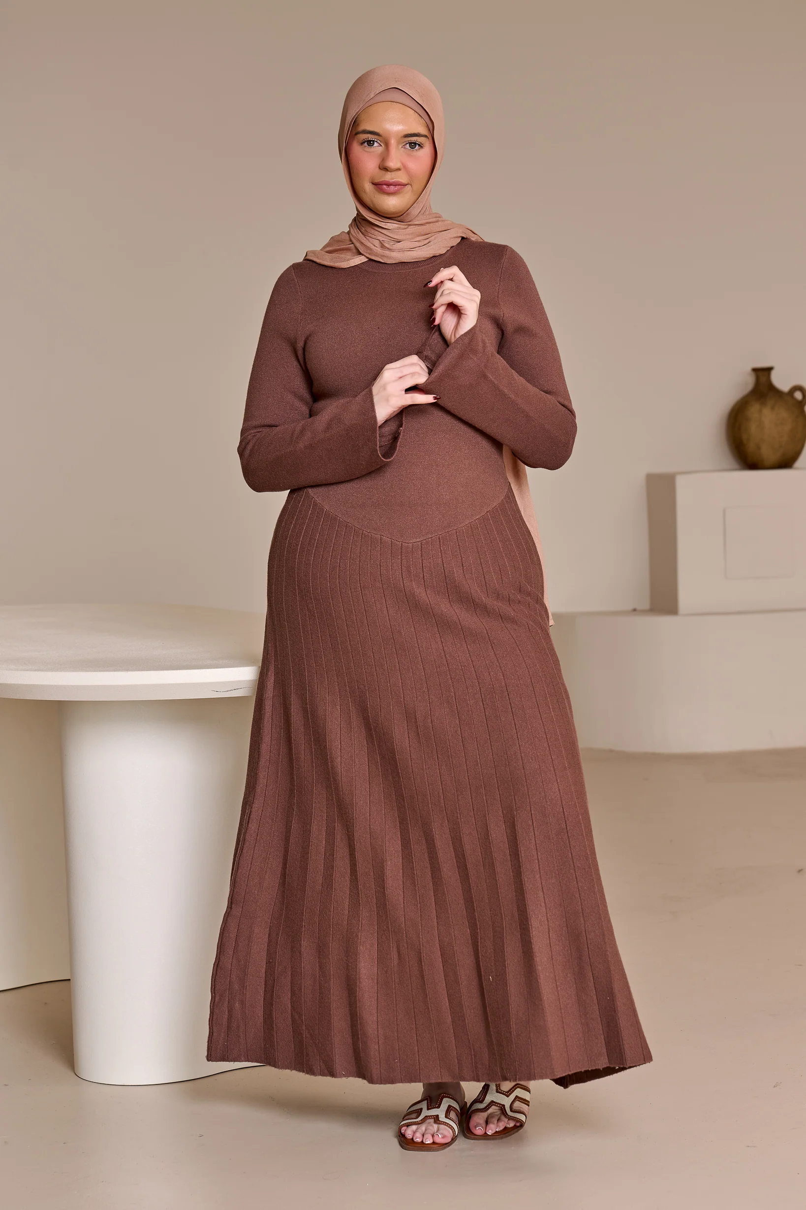 Clara Pleated Knit Dress - Image 13