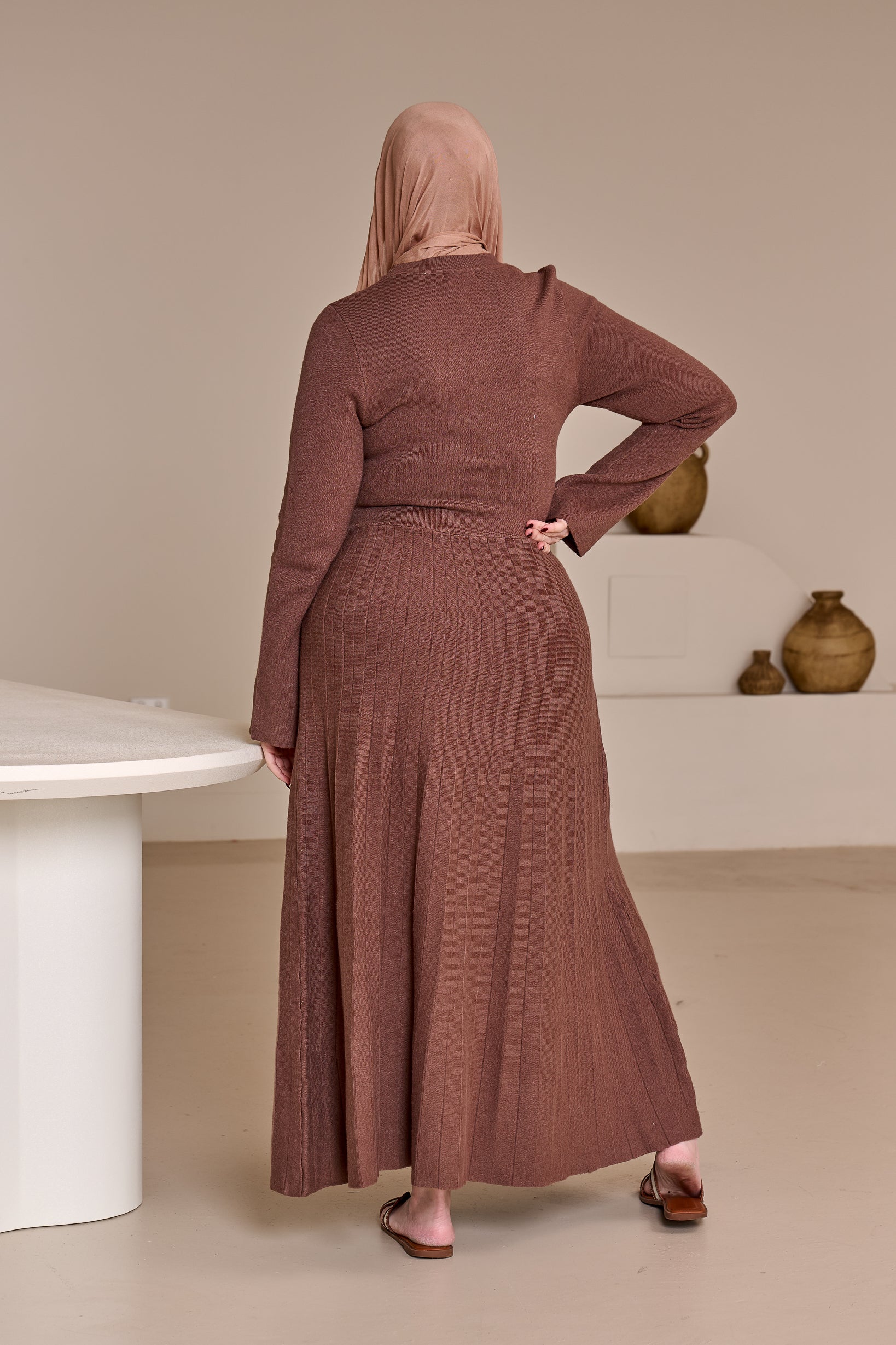 Clara Pleated Knit Dress - Image 15