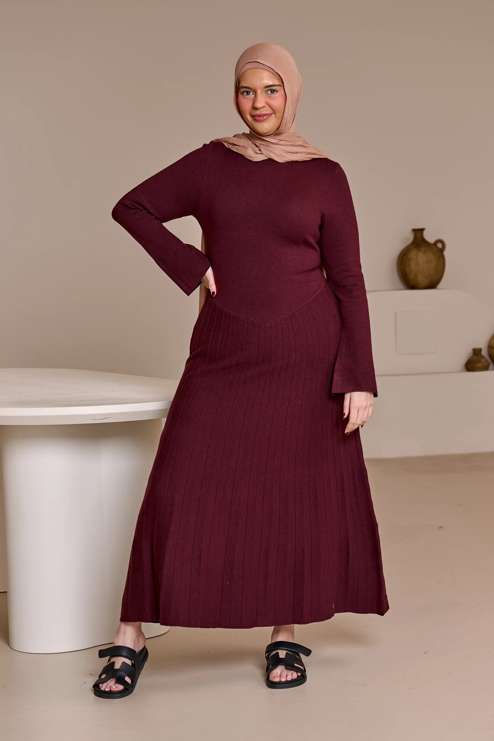 Clara Pleated Knit Dress - Image 18