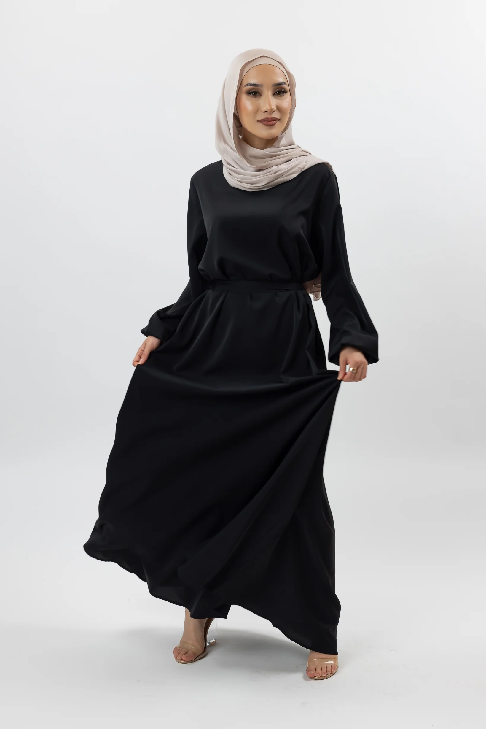 Closed Sleeve Abaya - Shades of Black - Image 5