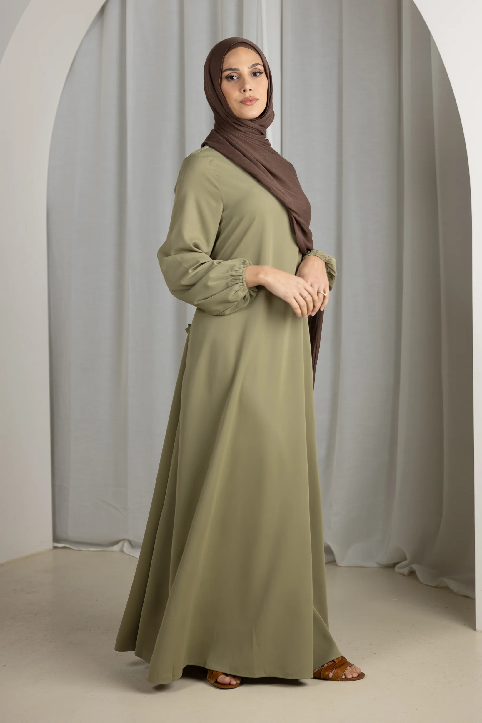 Closed Sleeve Abaya - Shades of Green - Image 6