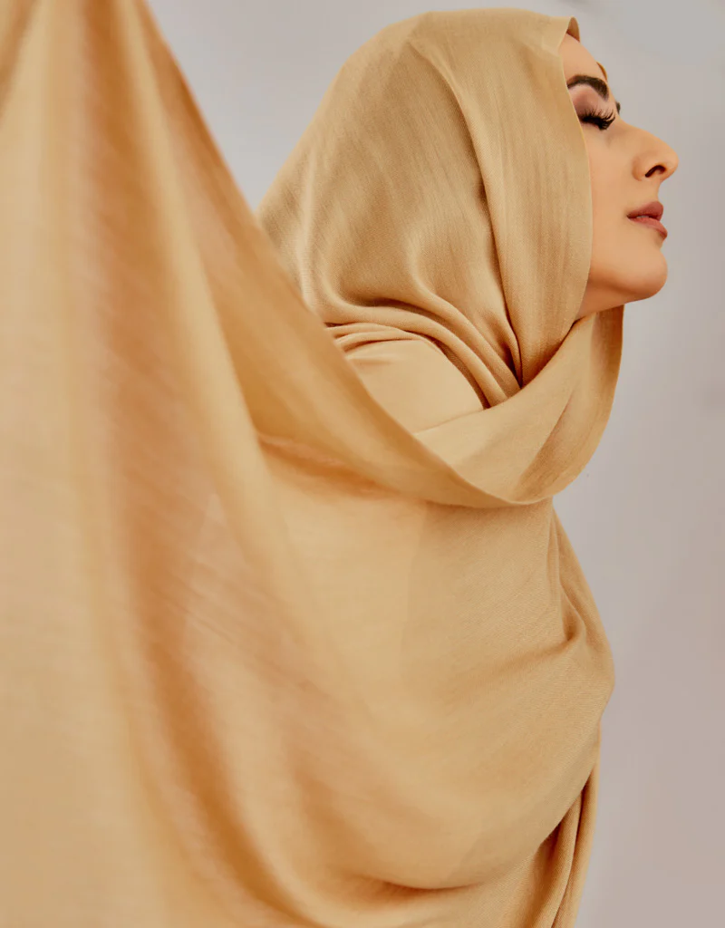 Cotton Tassel Twisted Shawl - Shades of Light Brown - Image 11