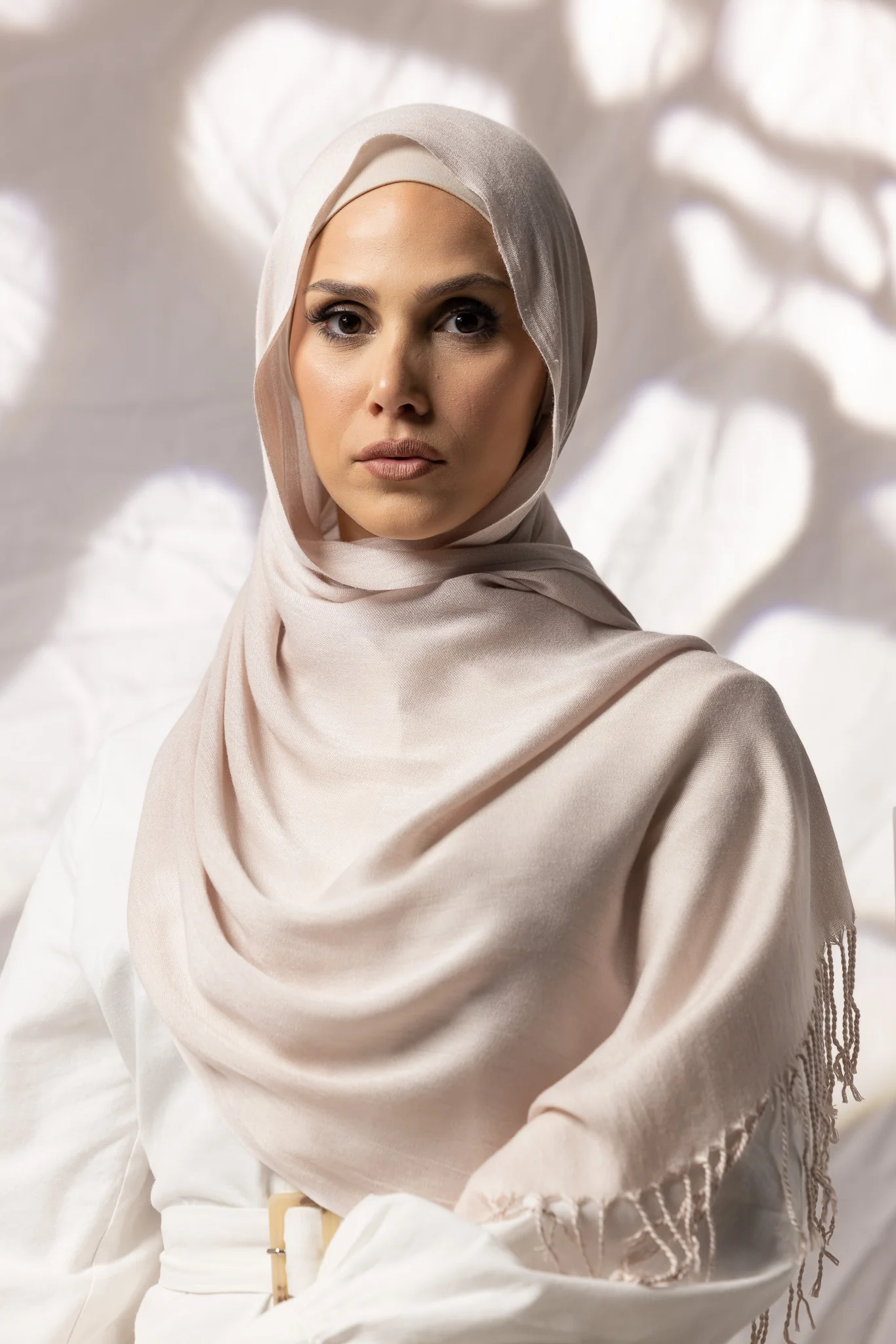 Cotton Tassel Twisted Shawl - Shades of Light Nude - Image 3