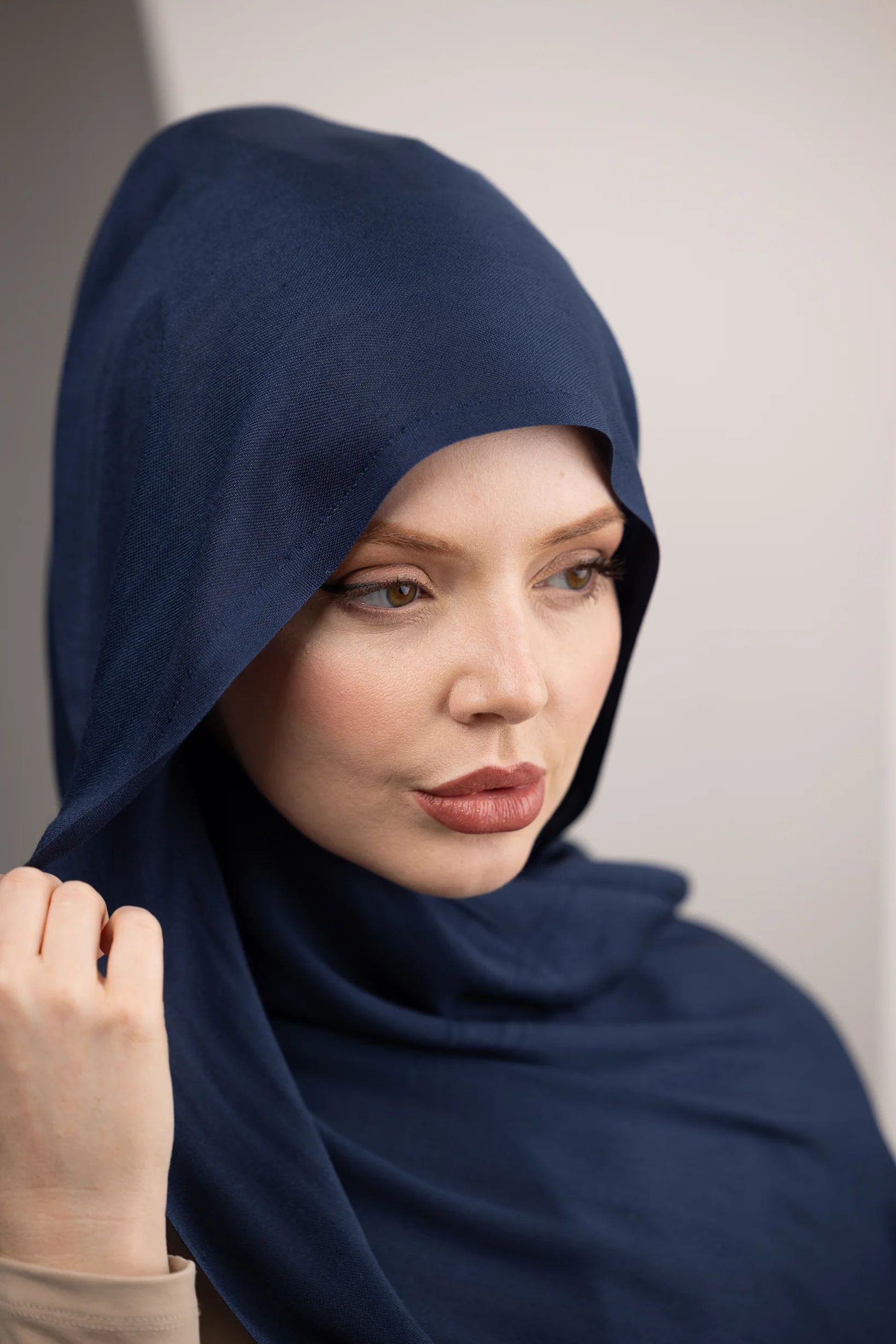 Cotton Tassleless Shawl - Shades of Blue - Image 2
