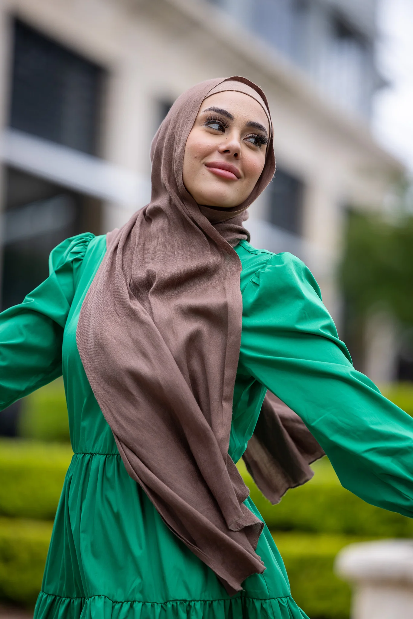 Cotton Tassleless Shawl - Shades of Light Brown - Image 11