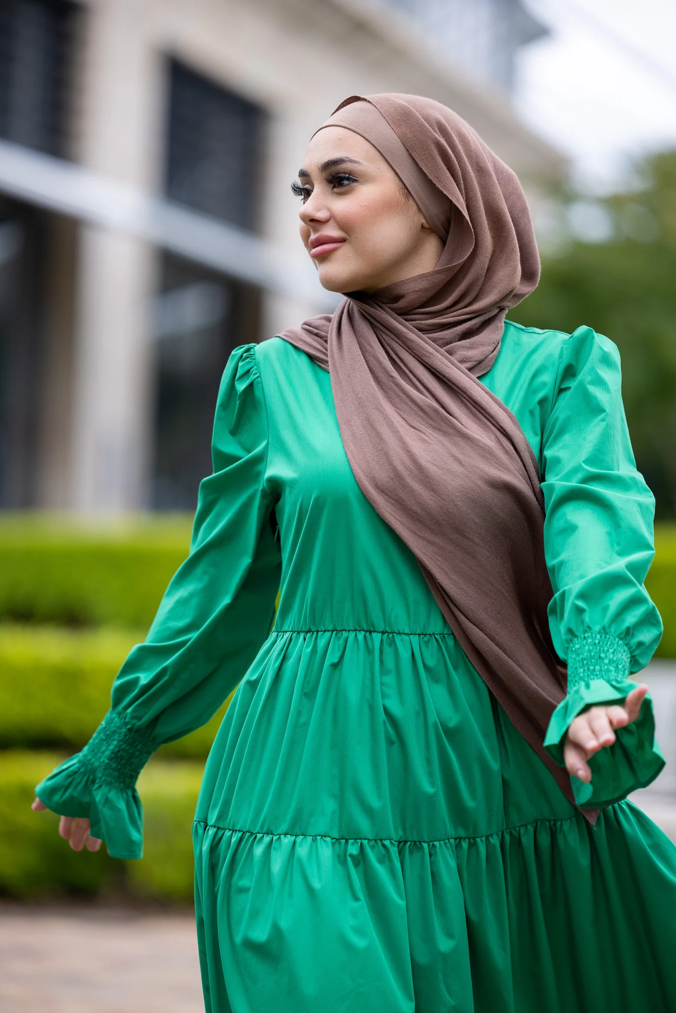 Cotton Tassleless Shawl - Shades of Light Brown - Image 12