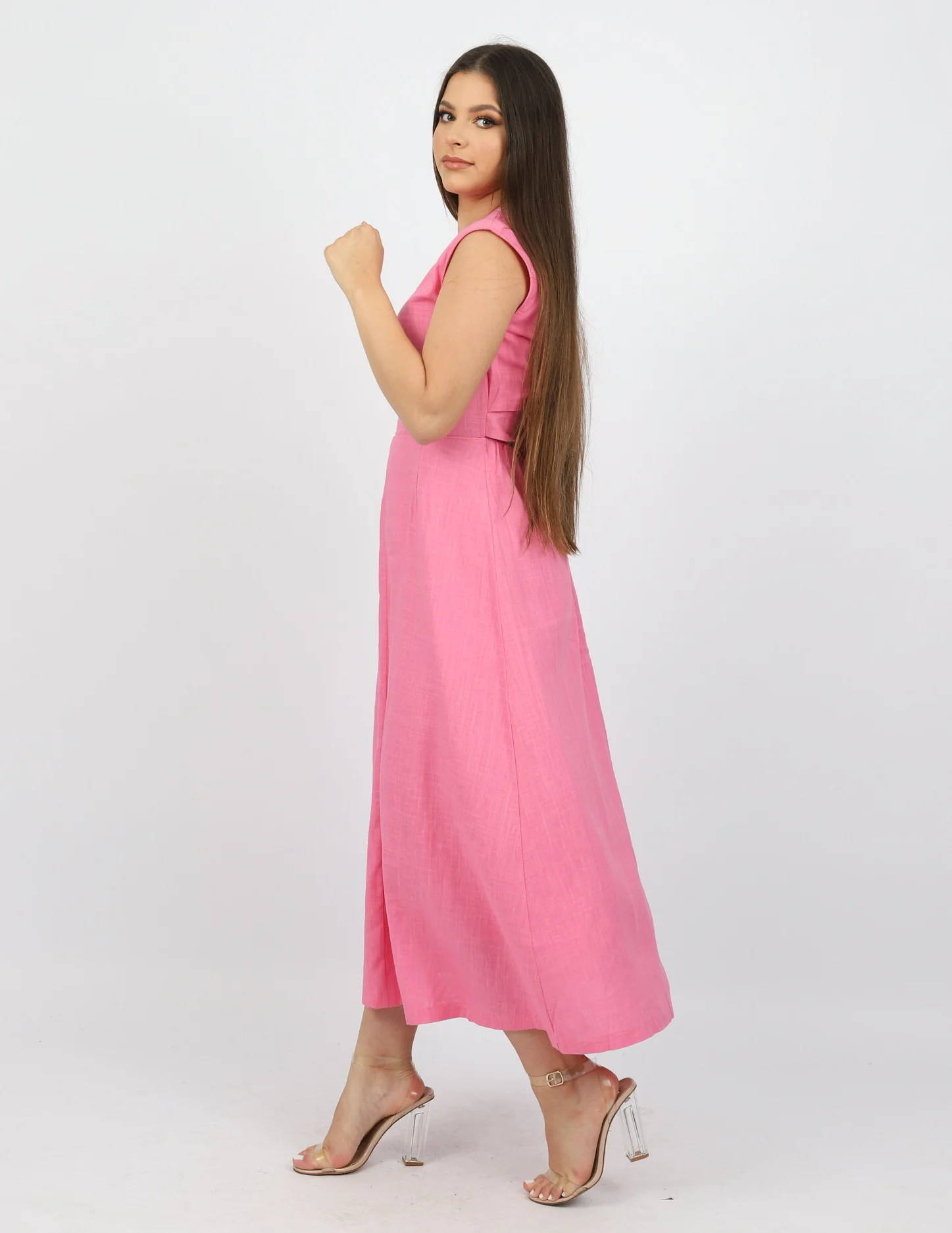 Cotton Tie Back Midi Dress - Image 3