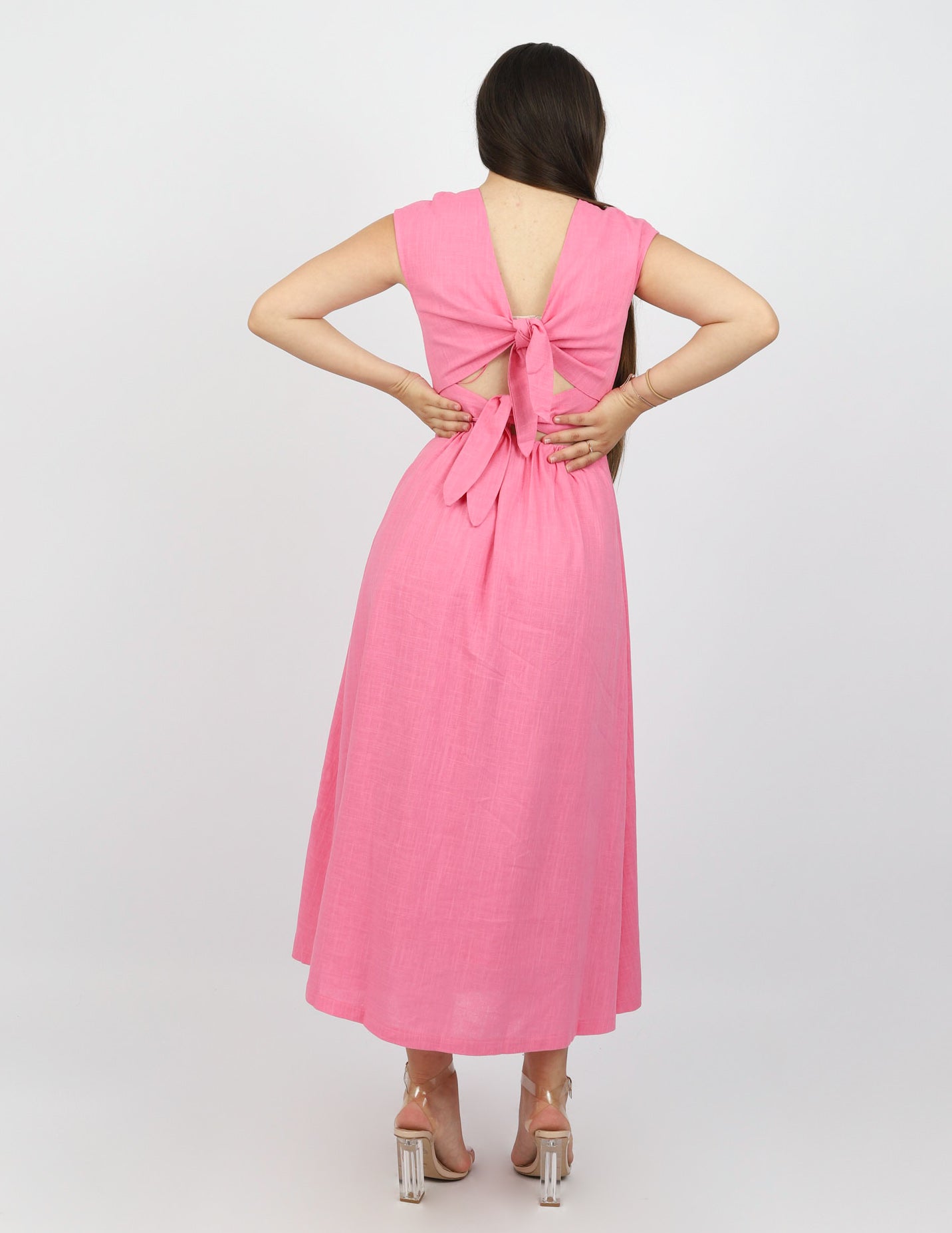 Cotton Tie Back Midi Dress - Image 4