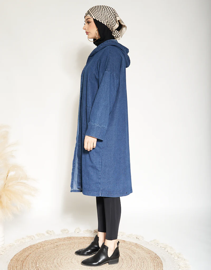 Denim Hooded Trench - Image 3
