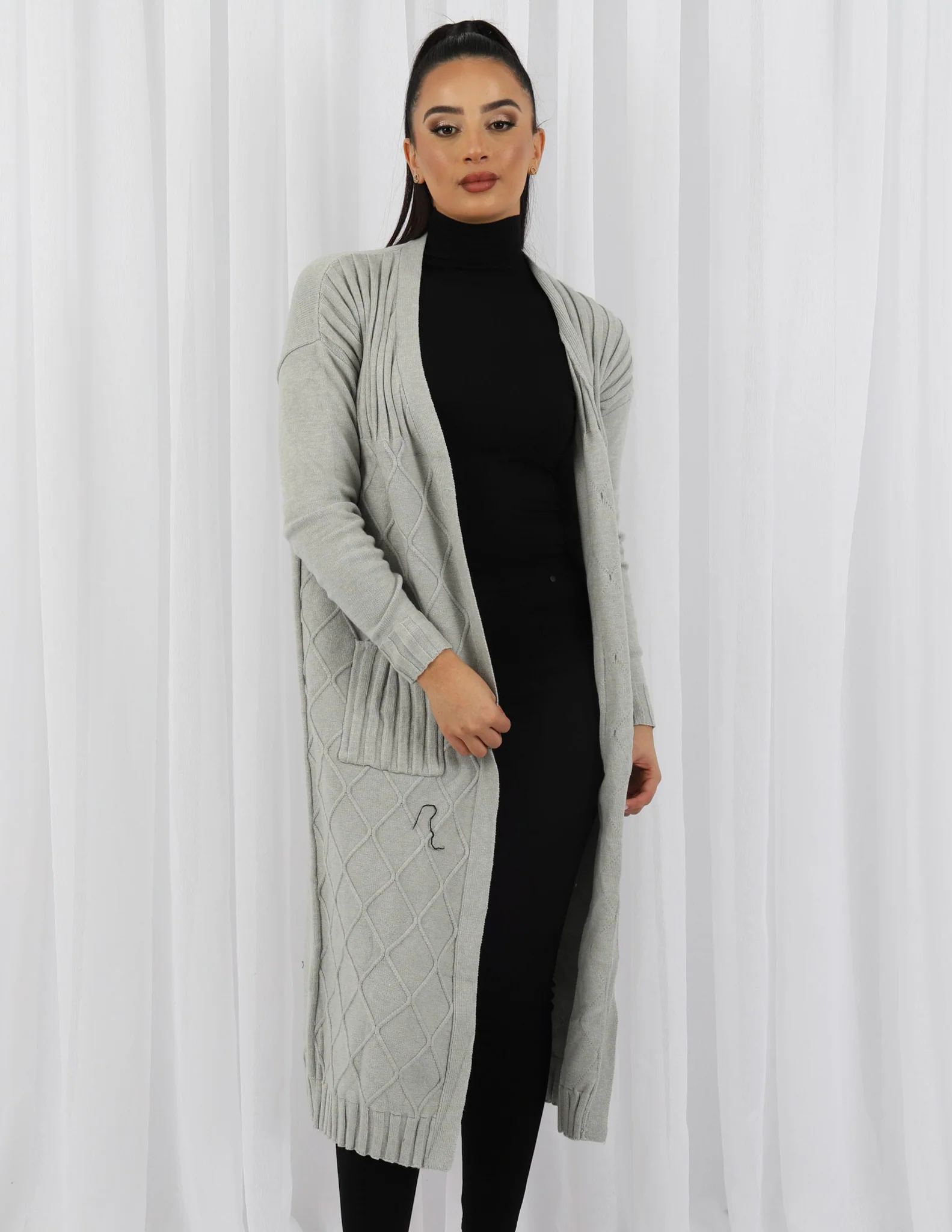 Diamond Cable Knit Cardigan - Image 12