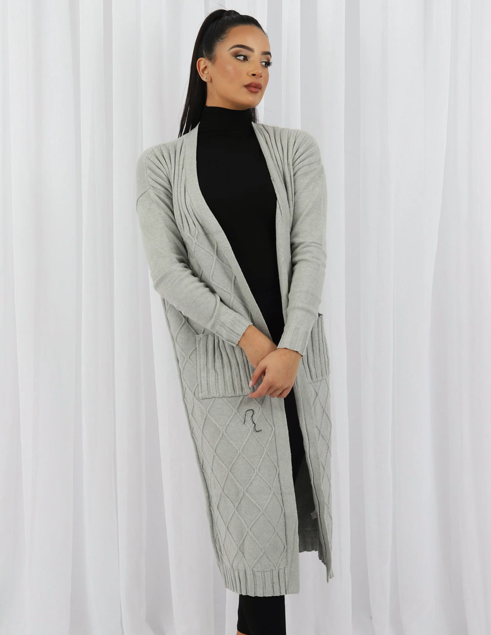 Diamond Cable Knit Cardigan - Image 13