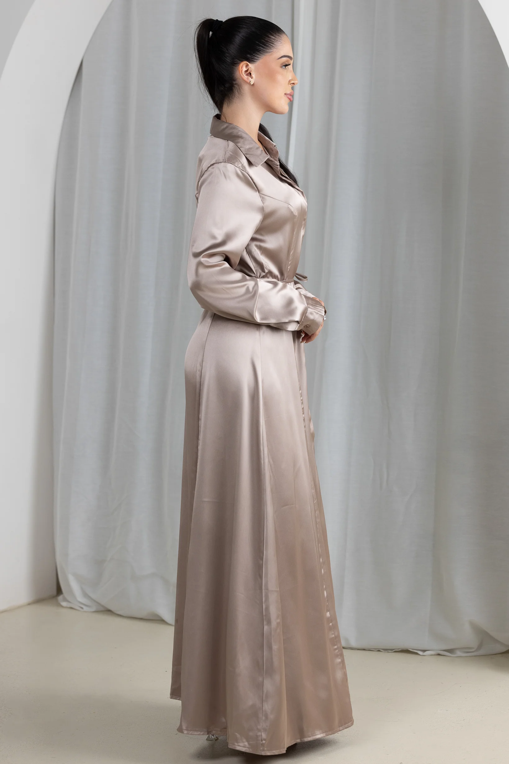 Elayna Satin Shirt Dress - Image 6