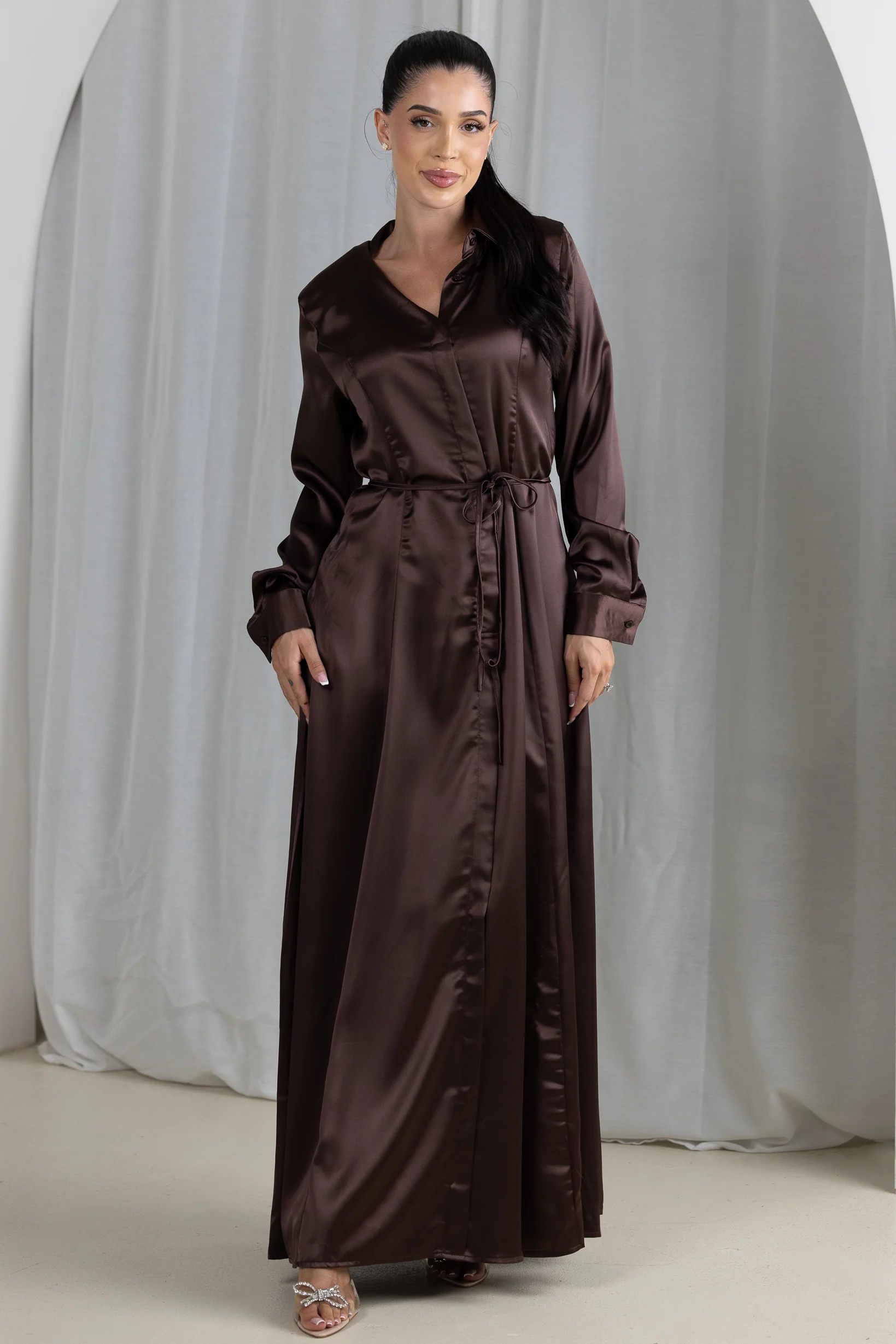 Elayna Satin Shirt Dress - Image 8