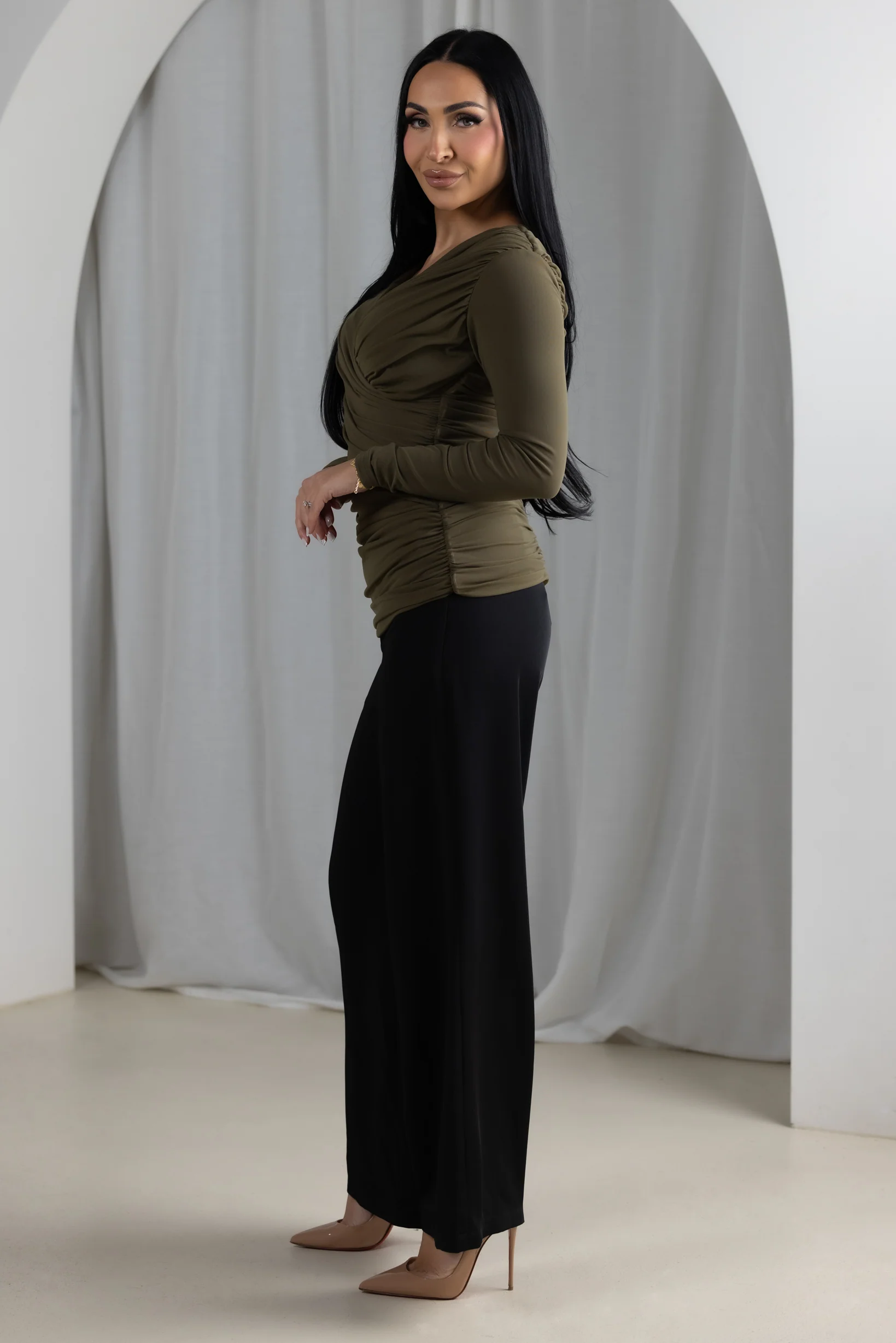 Eminent Mesh Crossover Blouse - Image 3