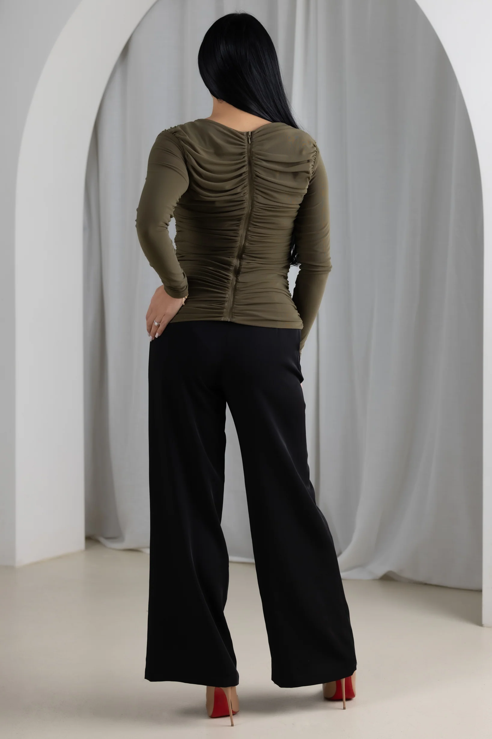 Eminent Mesh Crossover Blouse - Image 5