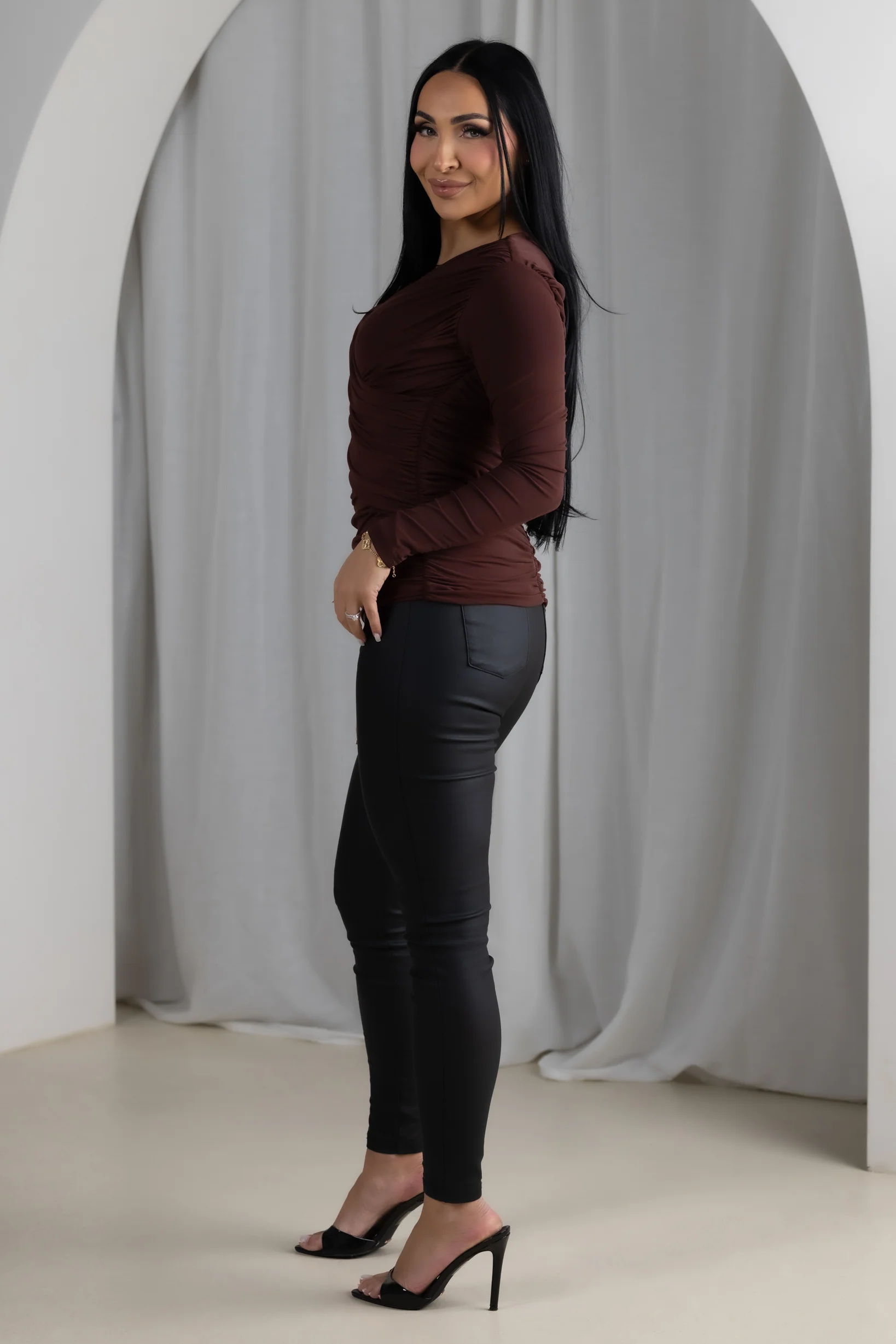 Eminent Mesh Crossover Blouse - Image 8