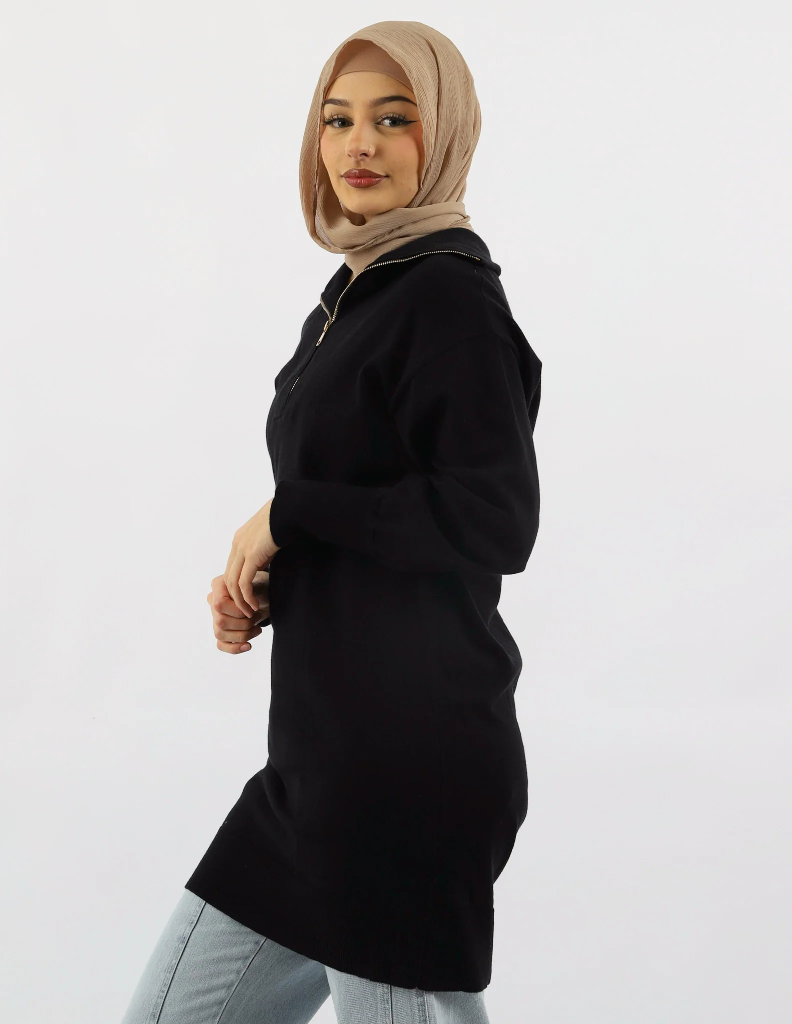 Escape Zip Collar Knit Dress - Image 9