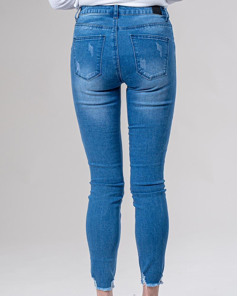 Frayed Hem Jeans - Image 4