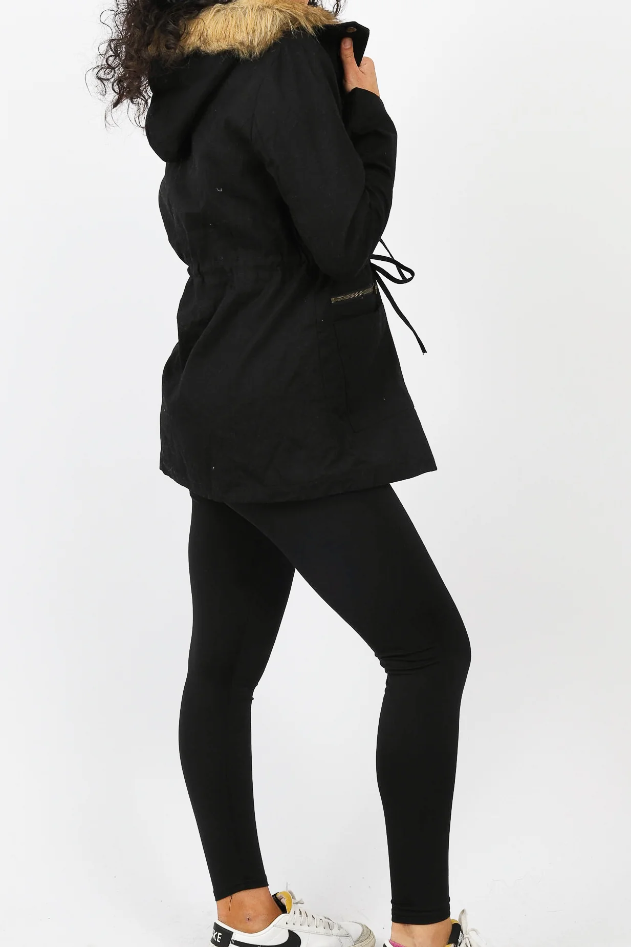 Fur Hood Drawstring Jacket - Image 7