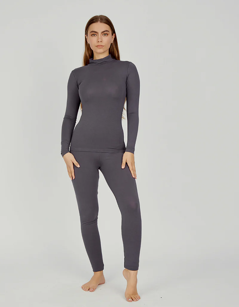 High Neck Cotton Body Top - Dark Shades - Image 31