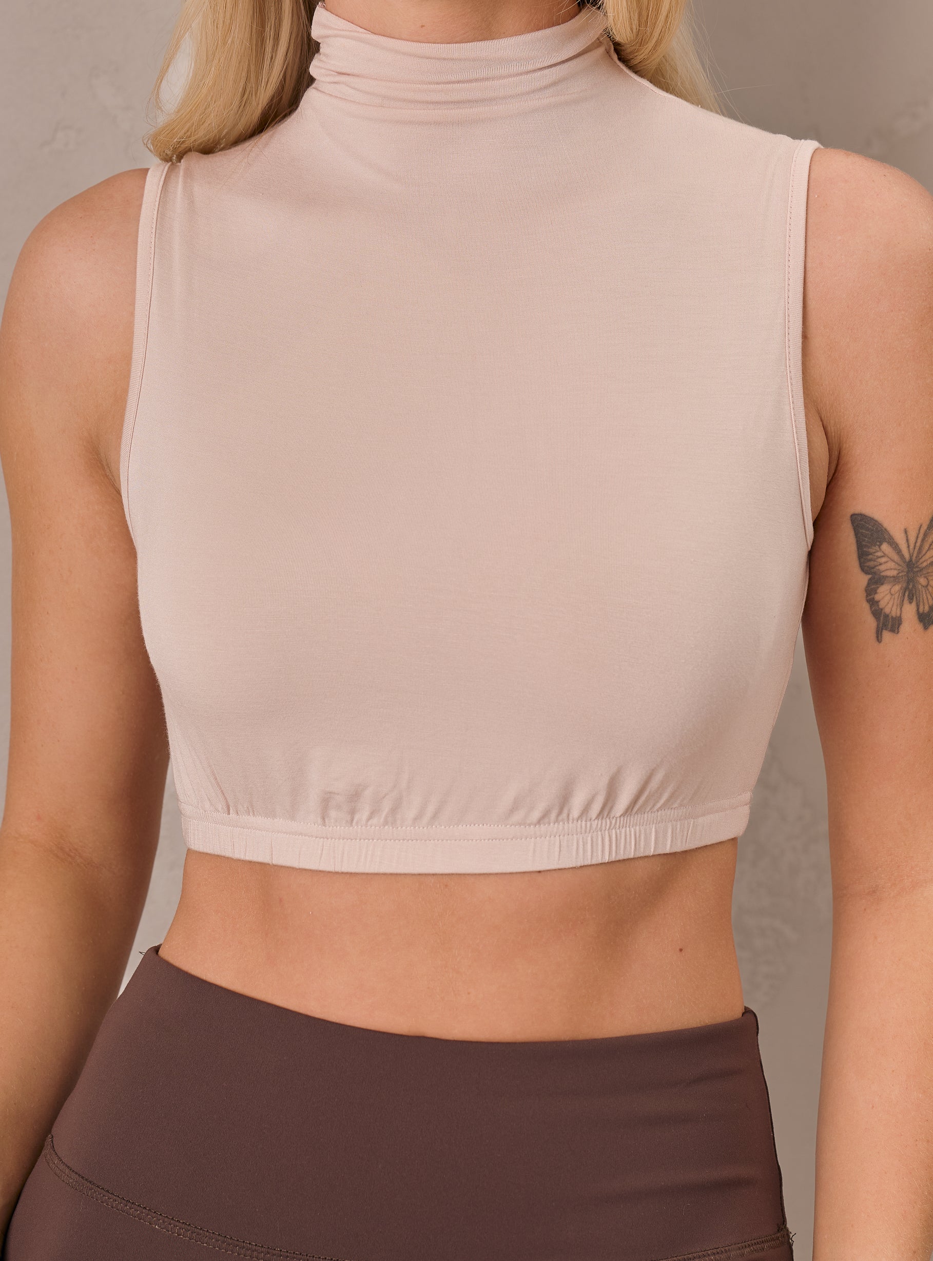 High Neck Sleeveless Crop Body Top - Image 4
