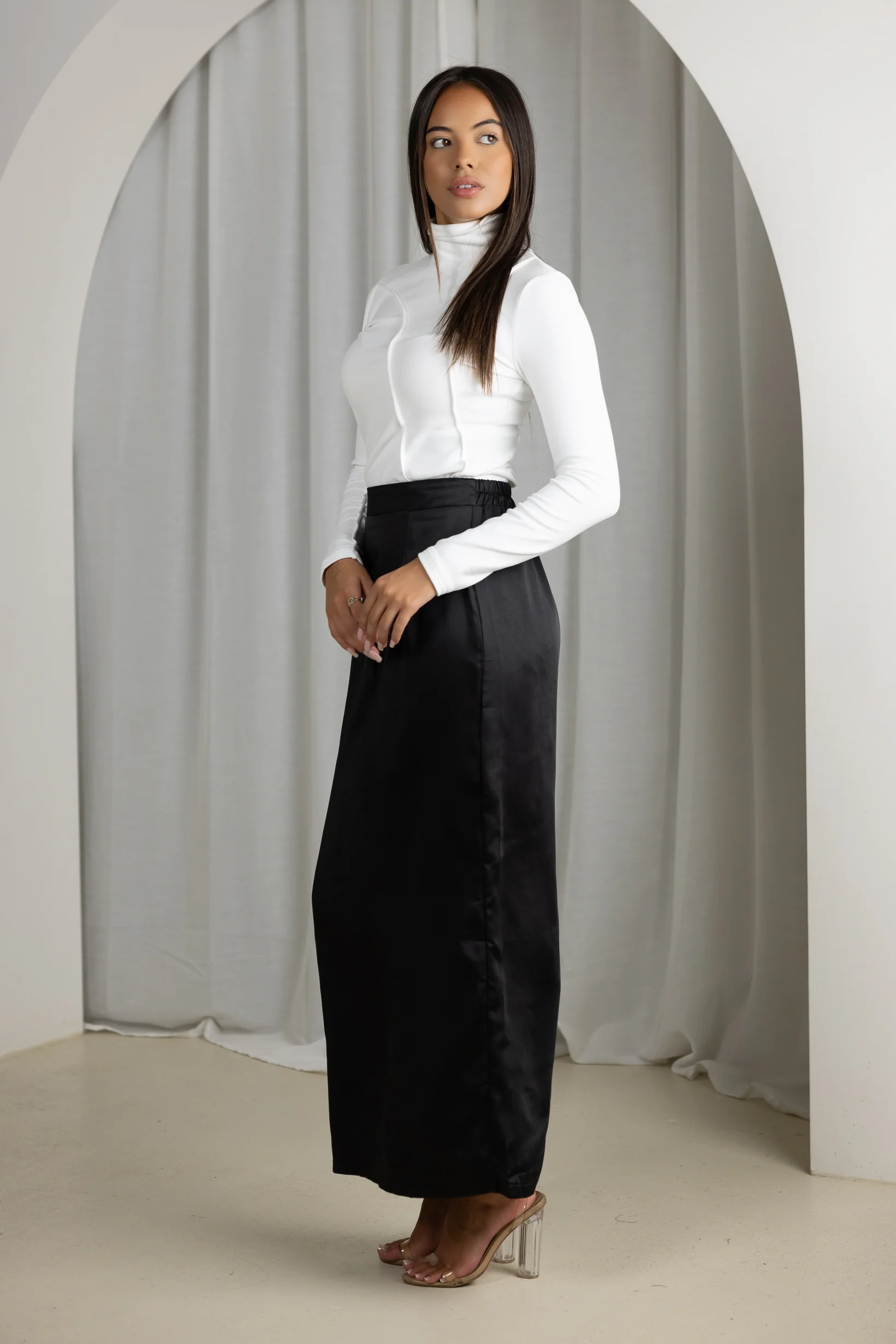 Indaya Satin Pencil Skirt - Image 6