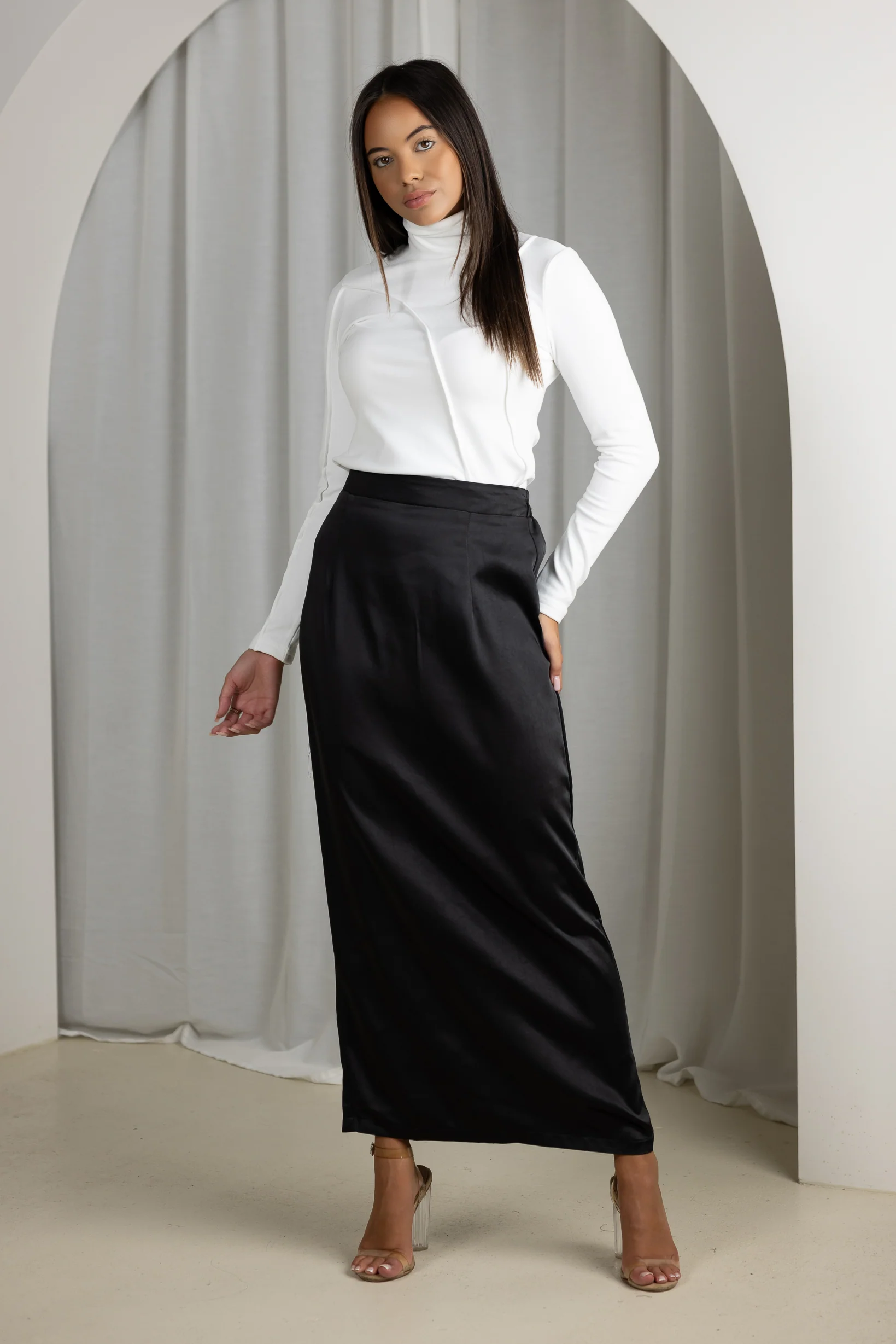 Indaya Satin Pencil Skirt - Image 8