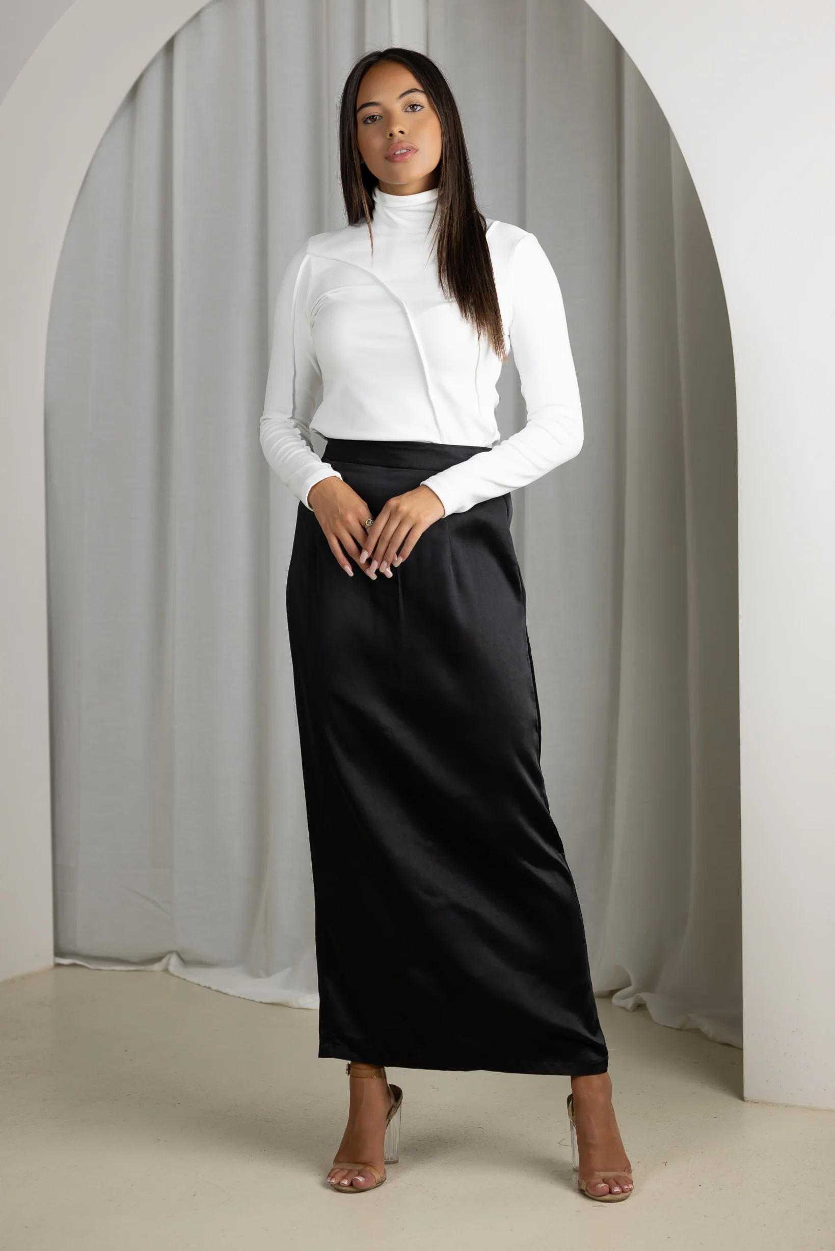 Indaya Satin Pencil Skirt - Image 9